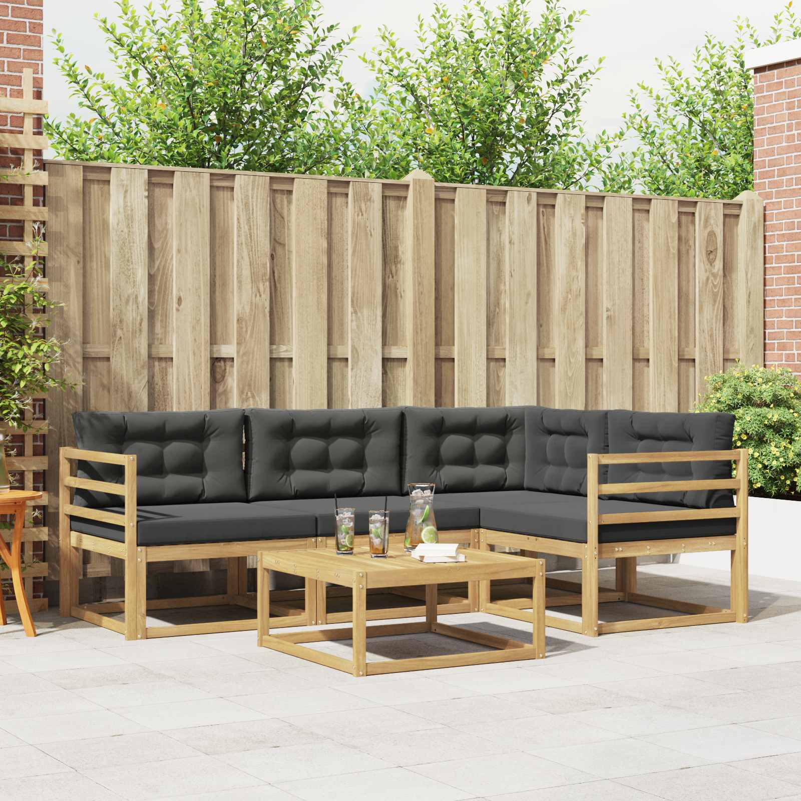 Outdoor-Sofagarnitur 5 stk. Weiß und Anthrazit Polyester