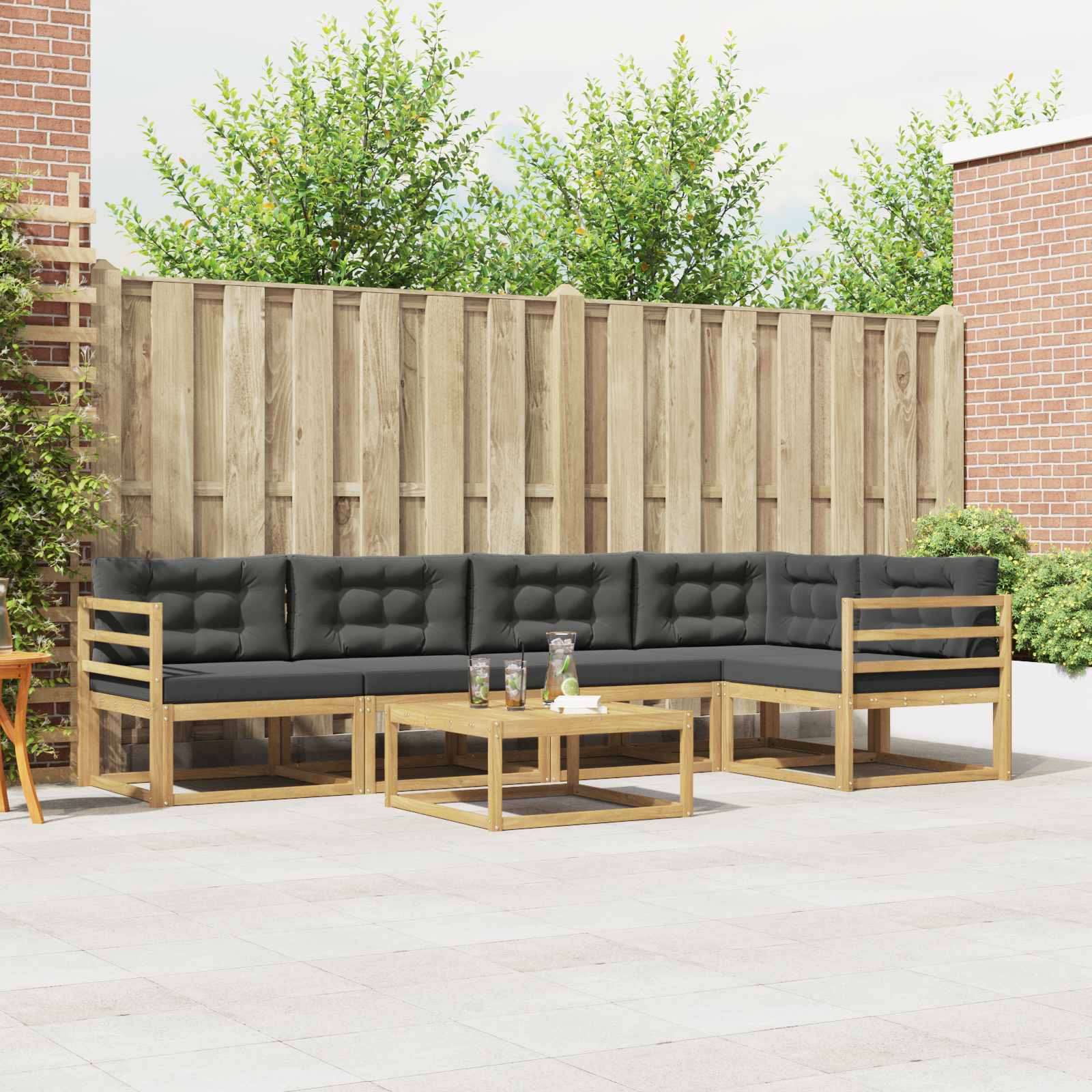 Outdoor-Sofagarnitur 6 stk. Weiß und Anthrazit Polyester