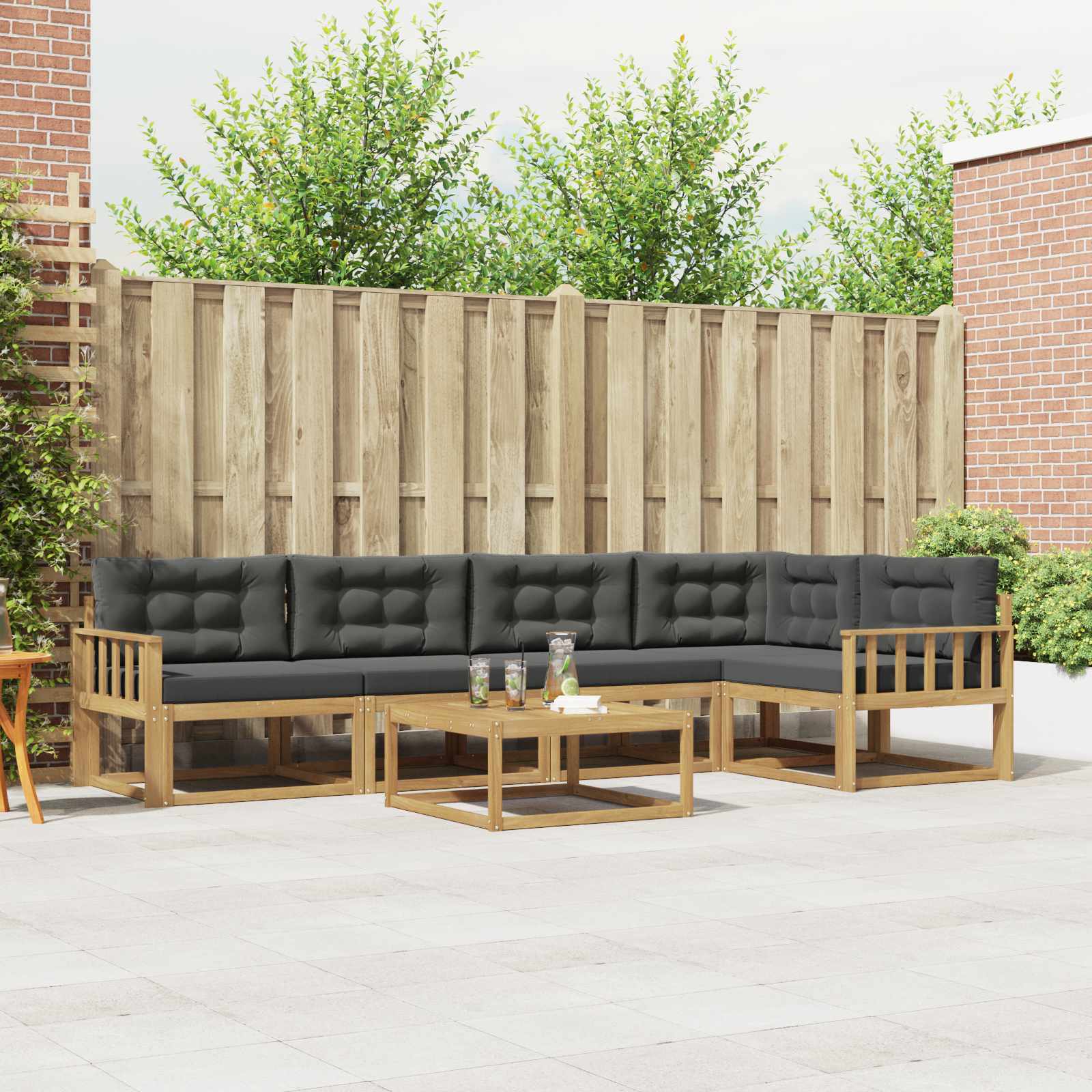Outdoor-Sofagarnitur 6 stk. Weiß und Anthrazit Polyester
