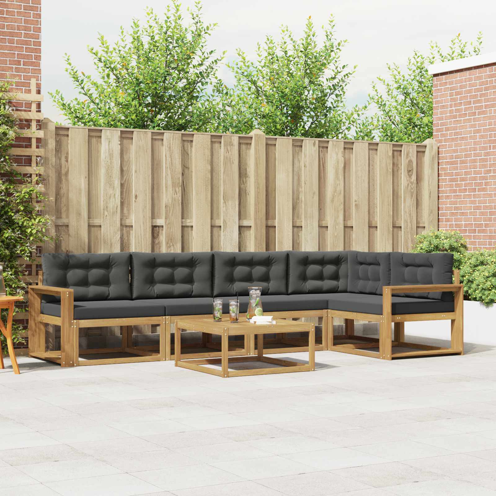 Outdoor-Sofagarnitur 6 stk. Weiß und Anthrazit Polyester