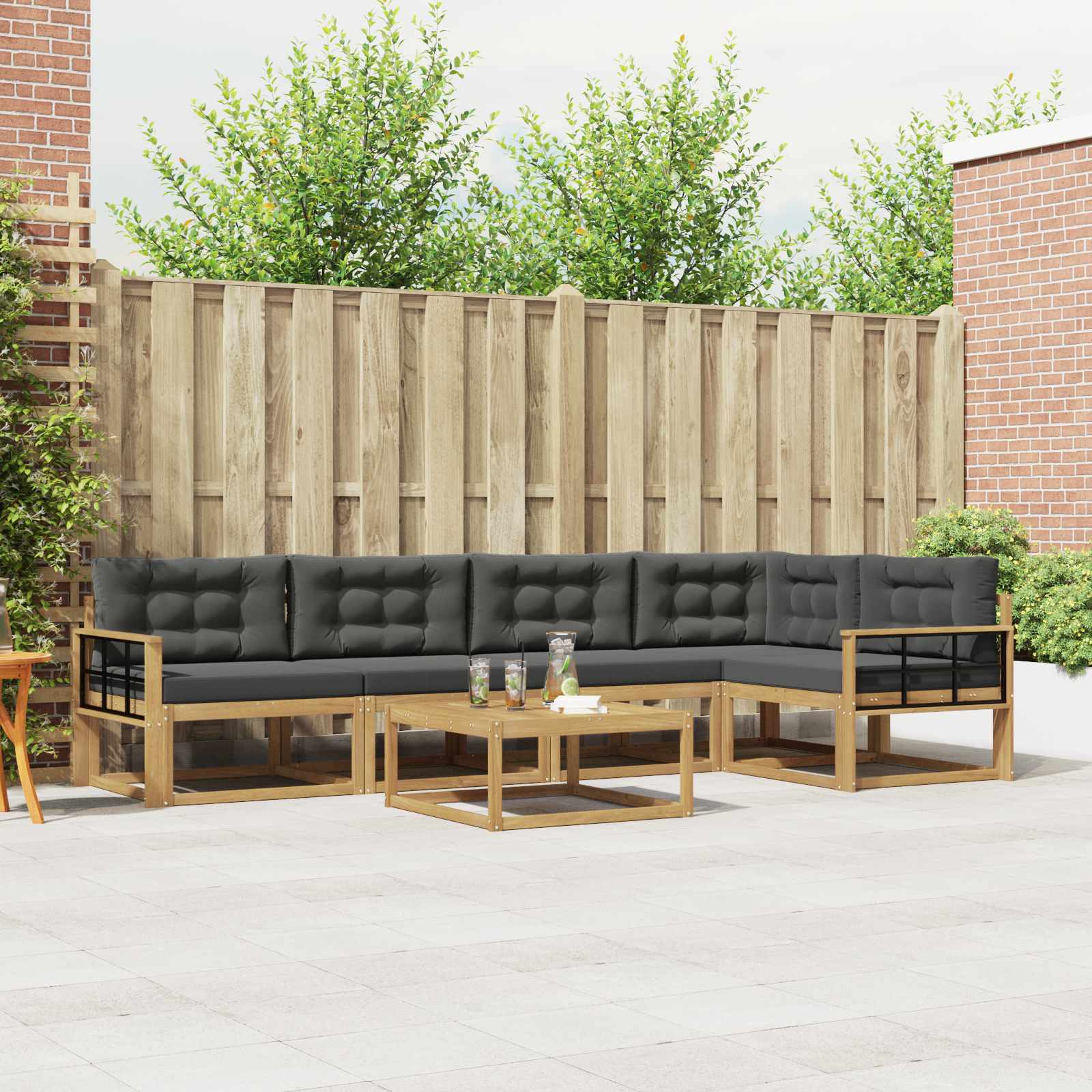 Outdoor-Sofagarnitur 6 stk. Weiß und Anthrazit Polyester