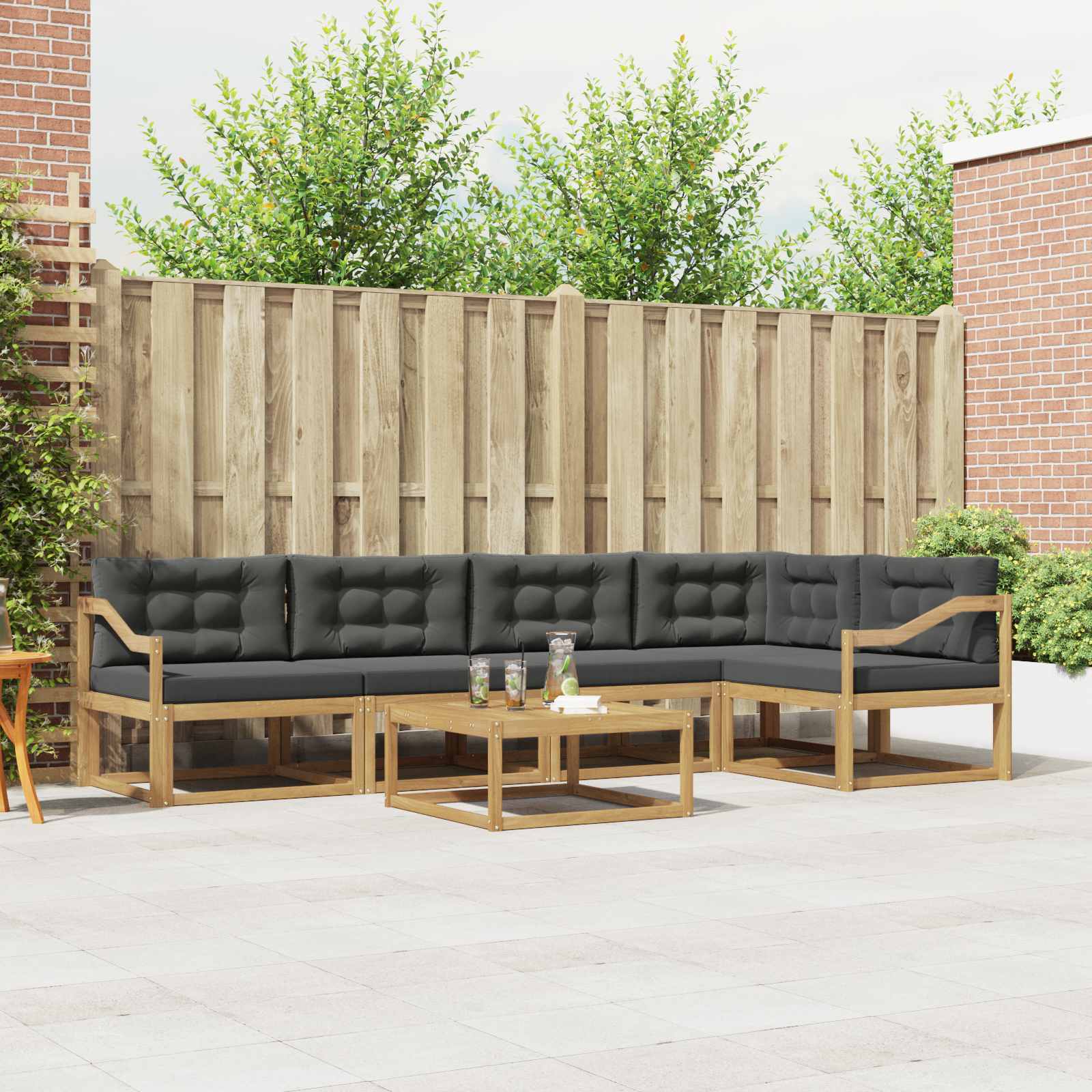 Outdoor-Sofagarnitur 6 stk. Weiß und Anthrazit Polyester