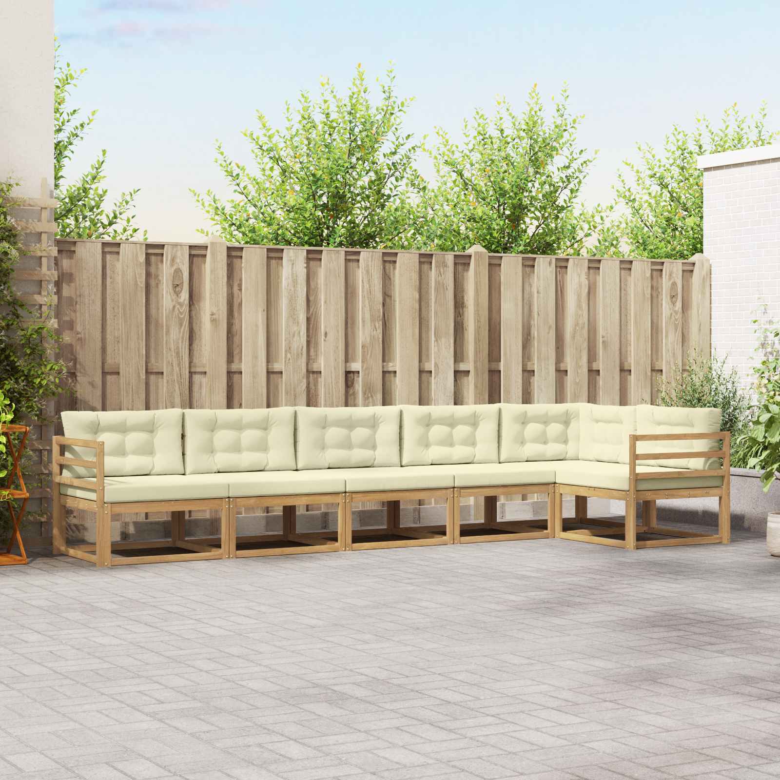 Outdoor-Sofagarnitur 4 stk. Weiß und Creme Polyester
