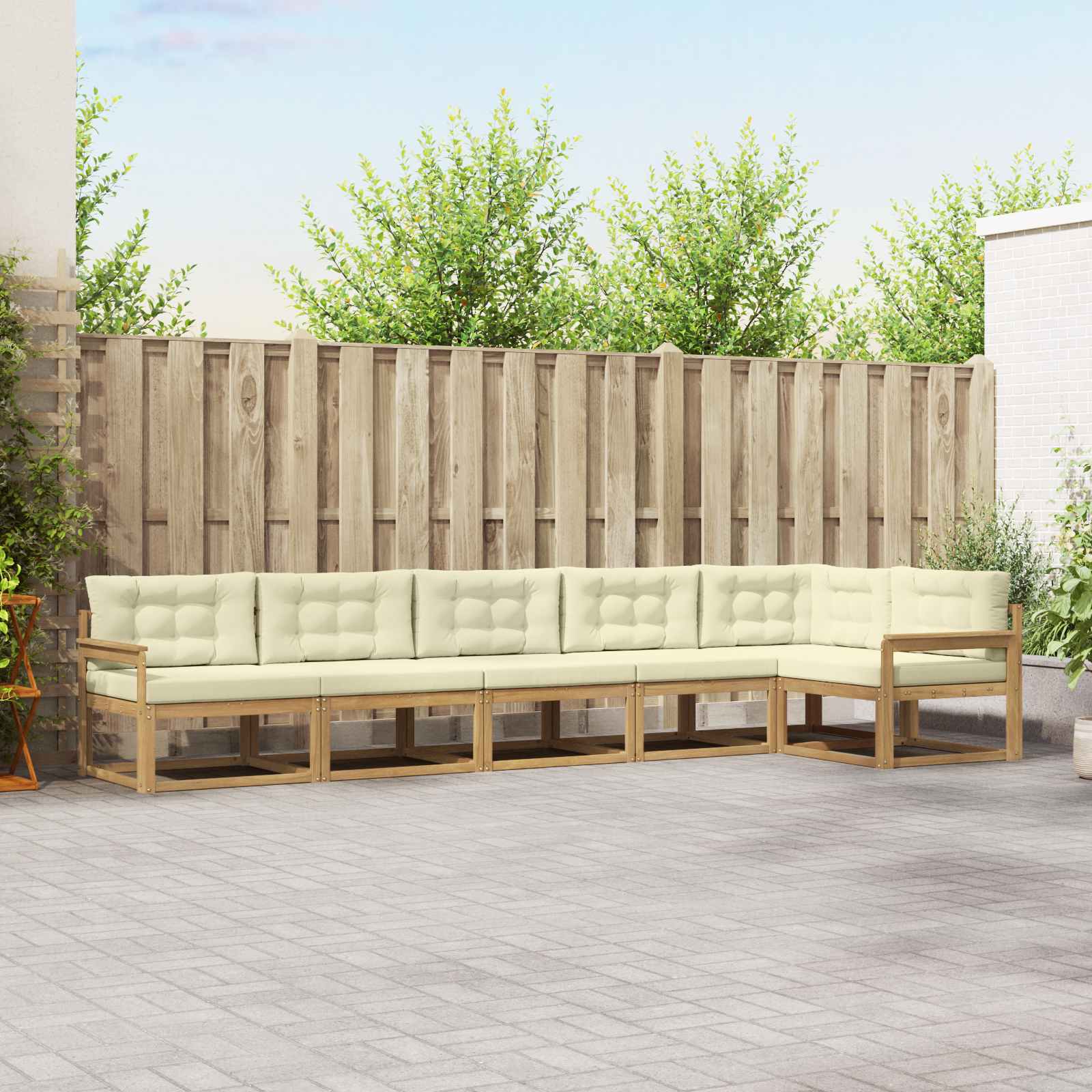 Outdoor-Sofagarnitur 4 stk. Weiß und Creme Polyester