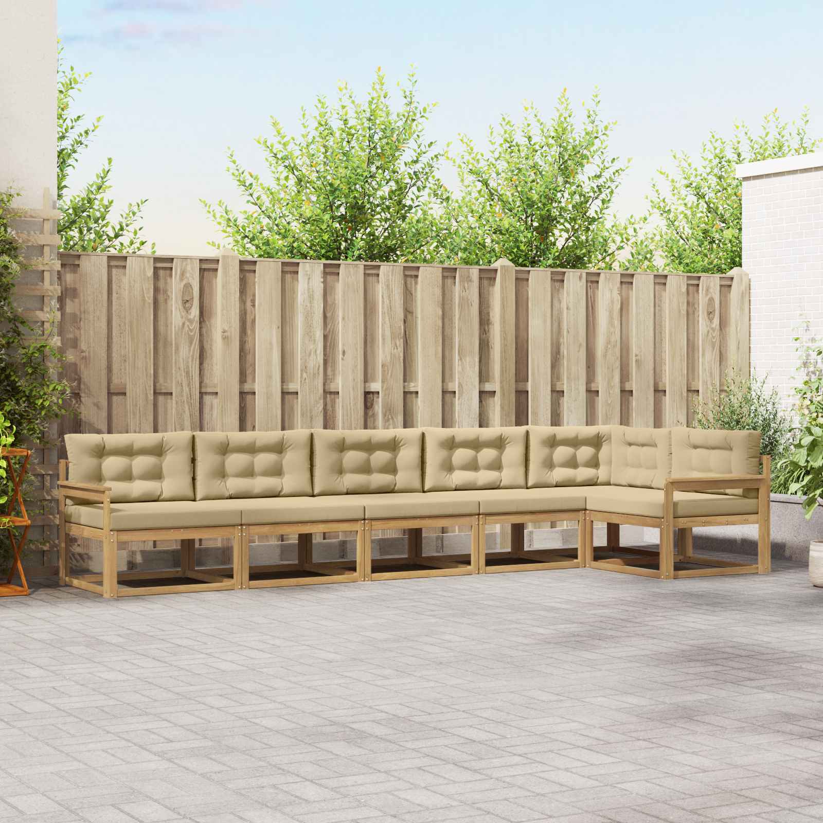 Outdoor-Sofagarnitur 4 stk. Weiß und Beige Polyester