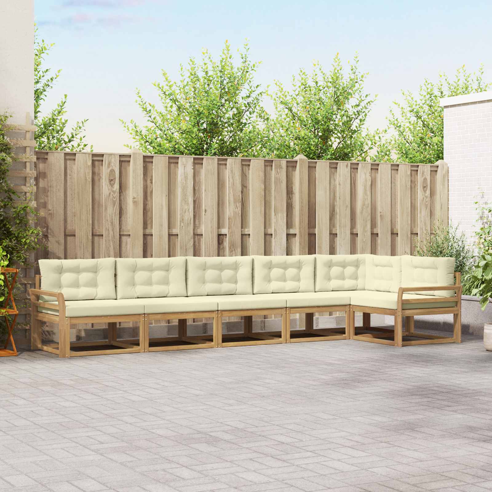 Outdoor-Sofagarnitur 4 stk. Weiß und Creme Polyester