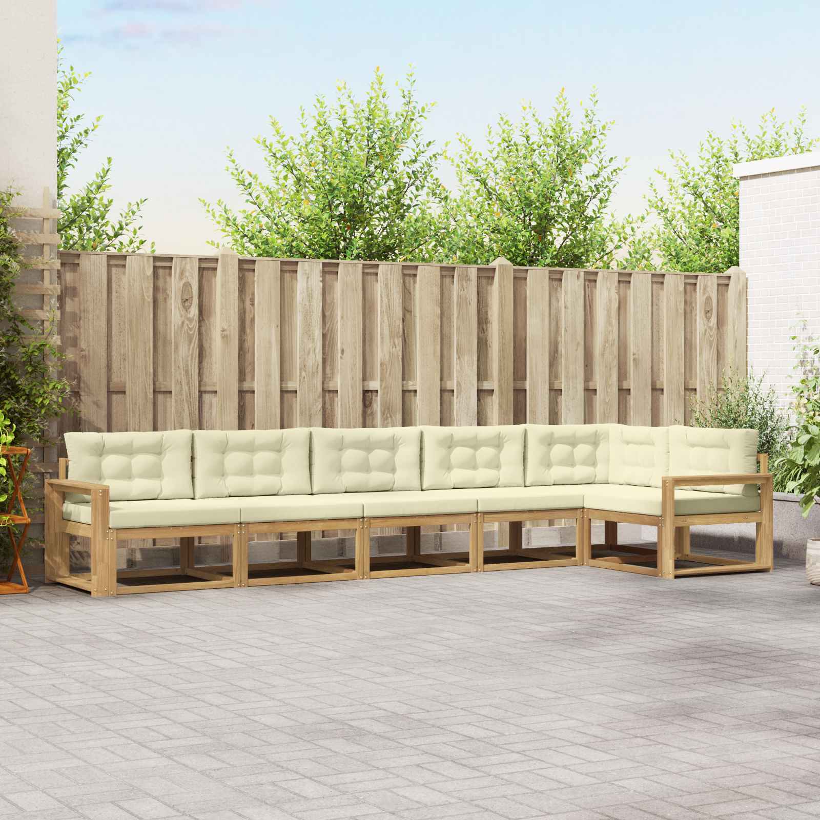 Outdoor-Sofagarnitur 4 stk. Weiß und Creme Polyester