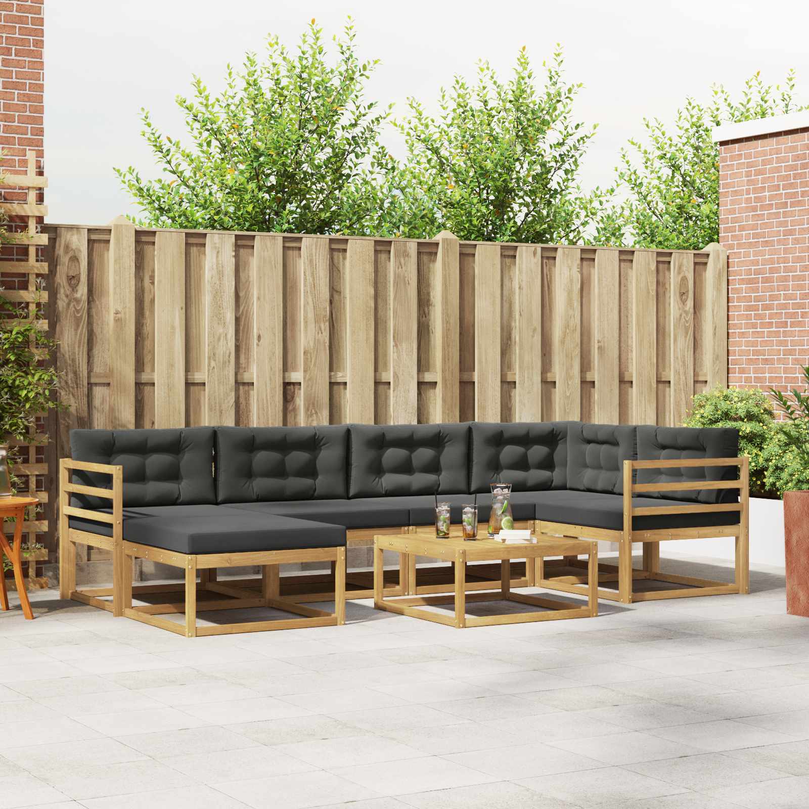 Outdoor-Sofagarnitur 7 stk. Weiß und Anthrazit