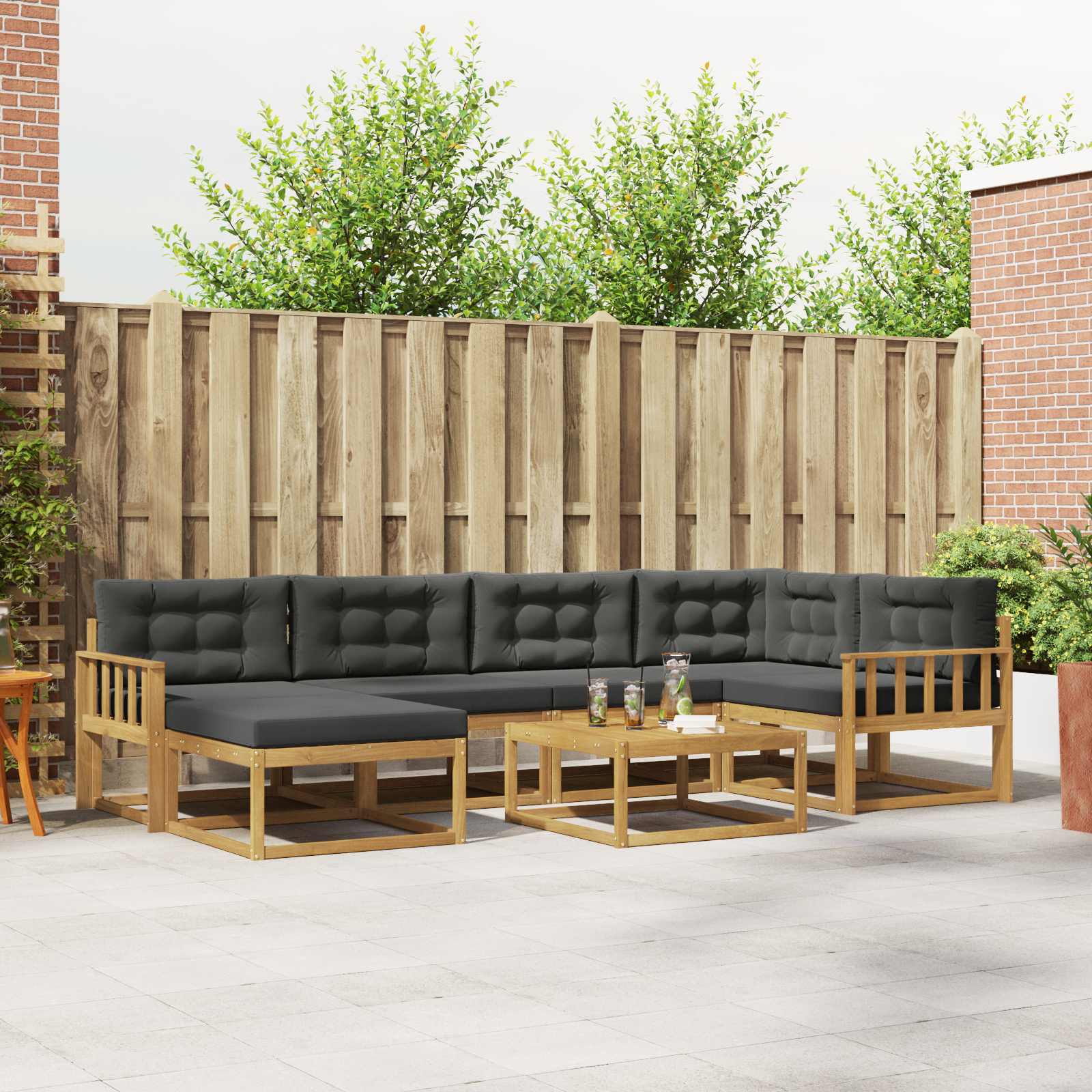 Outdoor-Sofagarnitur 7 stk. Weiß und Anthrazit