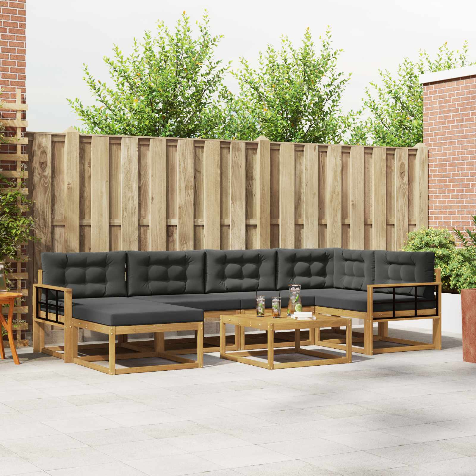 Outdoor-Sofagarnitur 7 stk. Weiß und Anthrazit