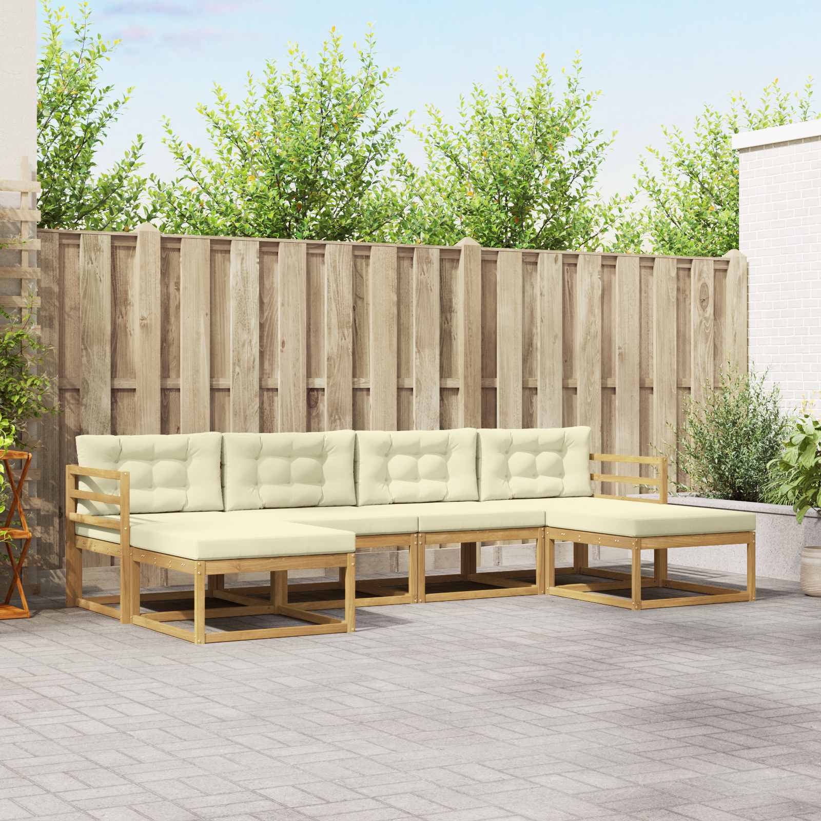 Outdoor-Sofagarnitur 6 stk. Weiß und Creme