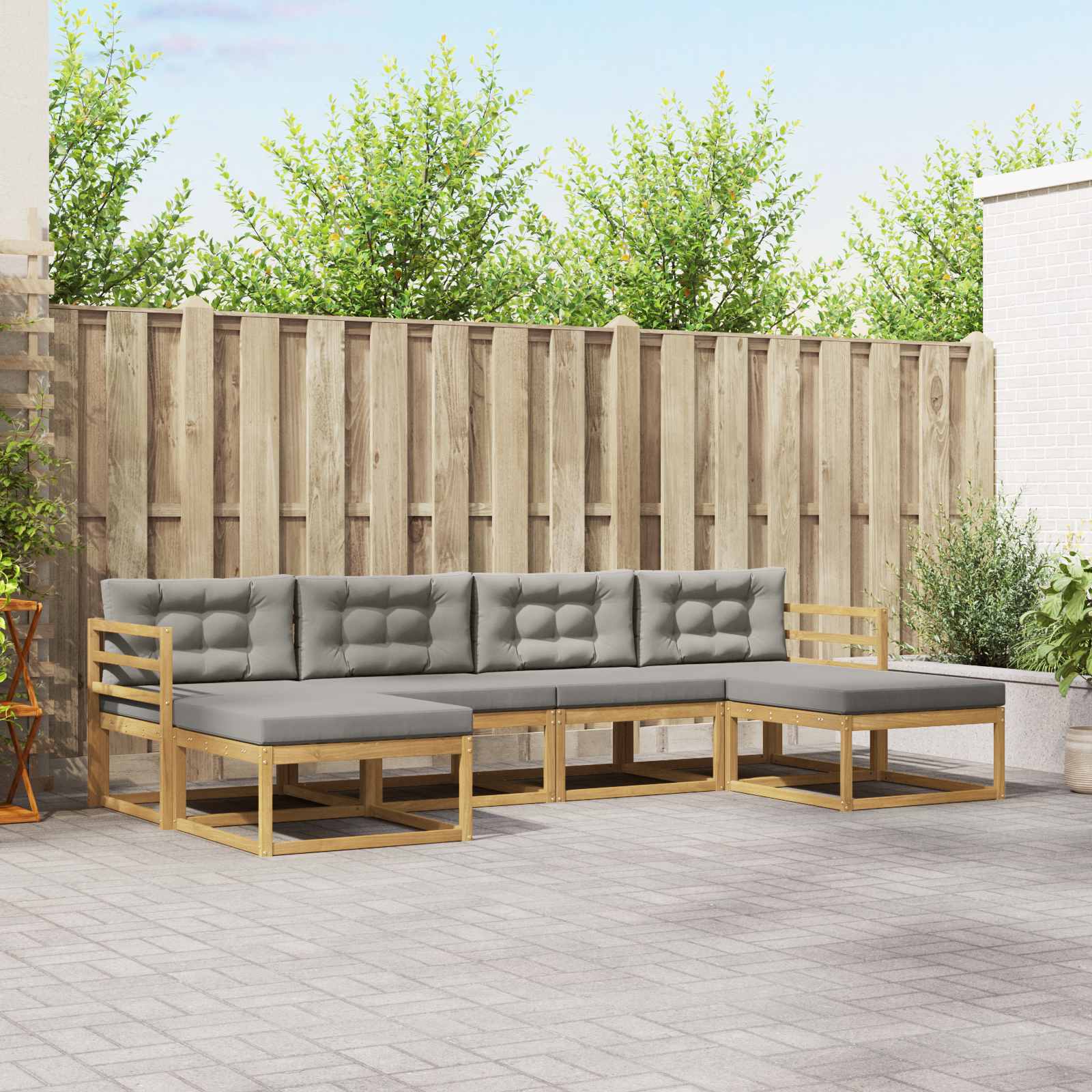 Outdoor-Sofagarnitur 6 stk. Weiß und Hellgrau
