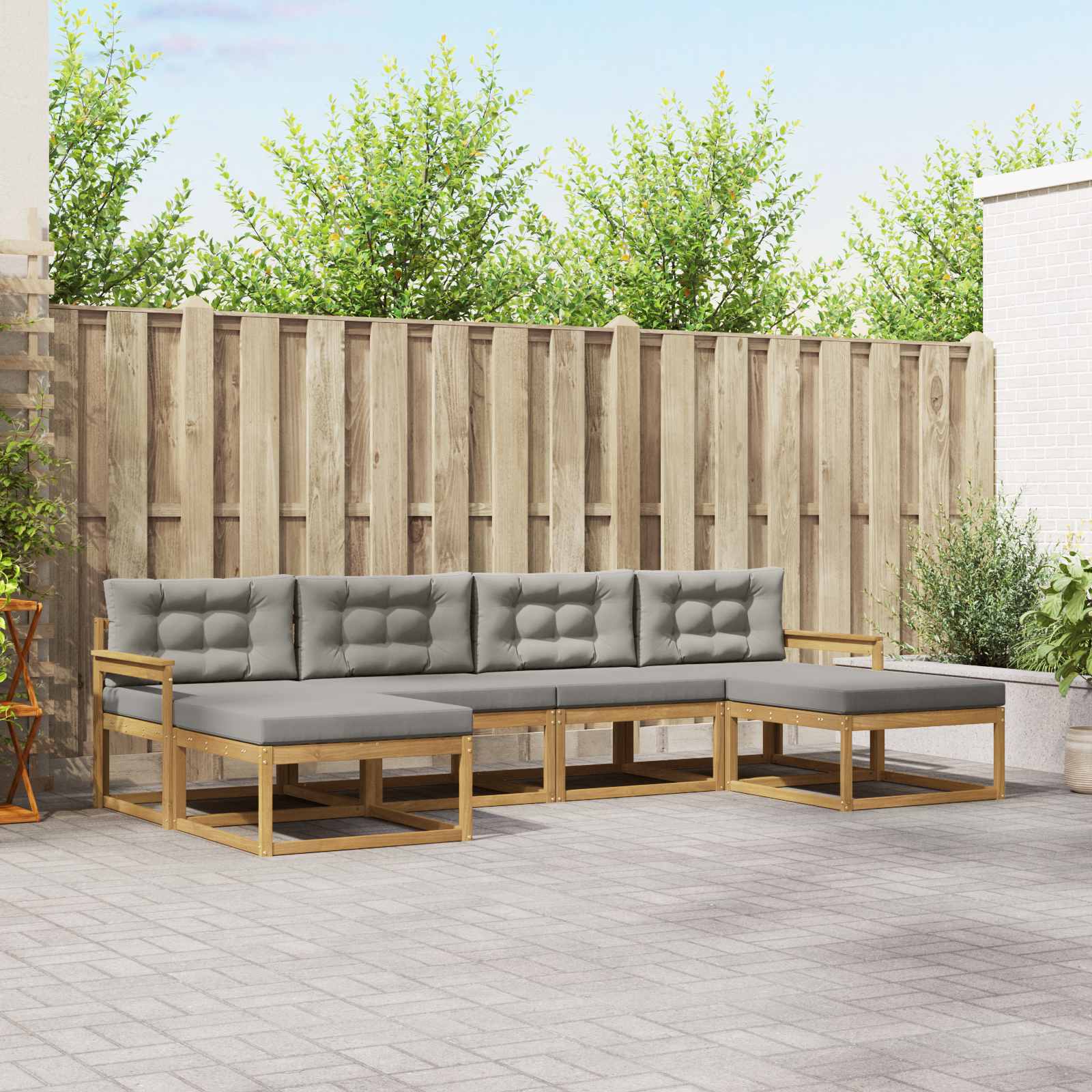 Outdoor-Sofagarnitur 6 stk. Weiß und Hellgrau