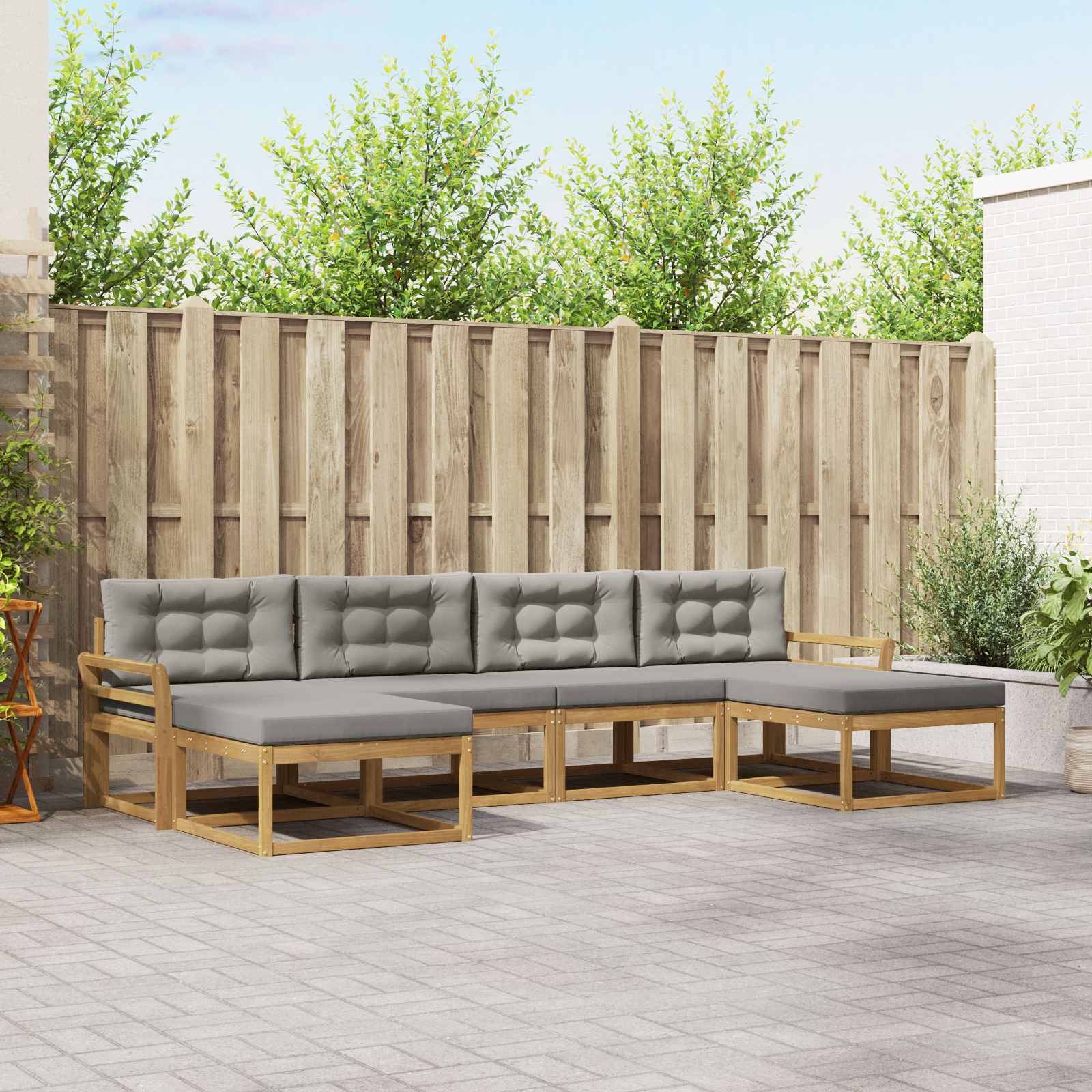 Outdoor-Sofagarnitur 6 stk. Weiß und Hellgrau