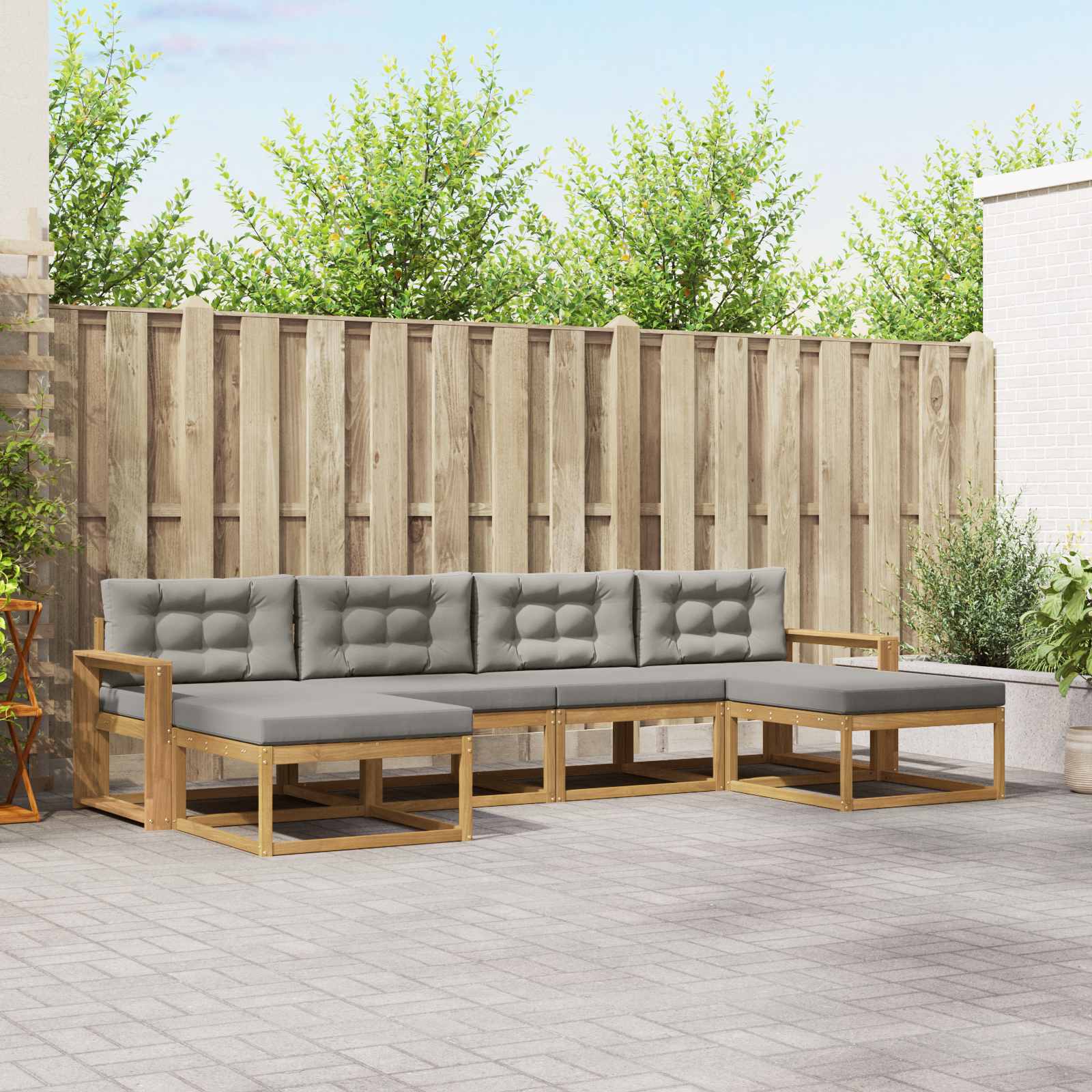 Outdoor-Sofagarnitur 6 stk. Weiß und Hellgrau