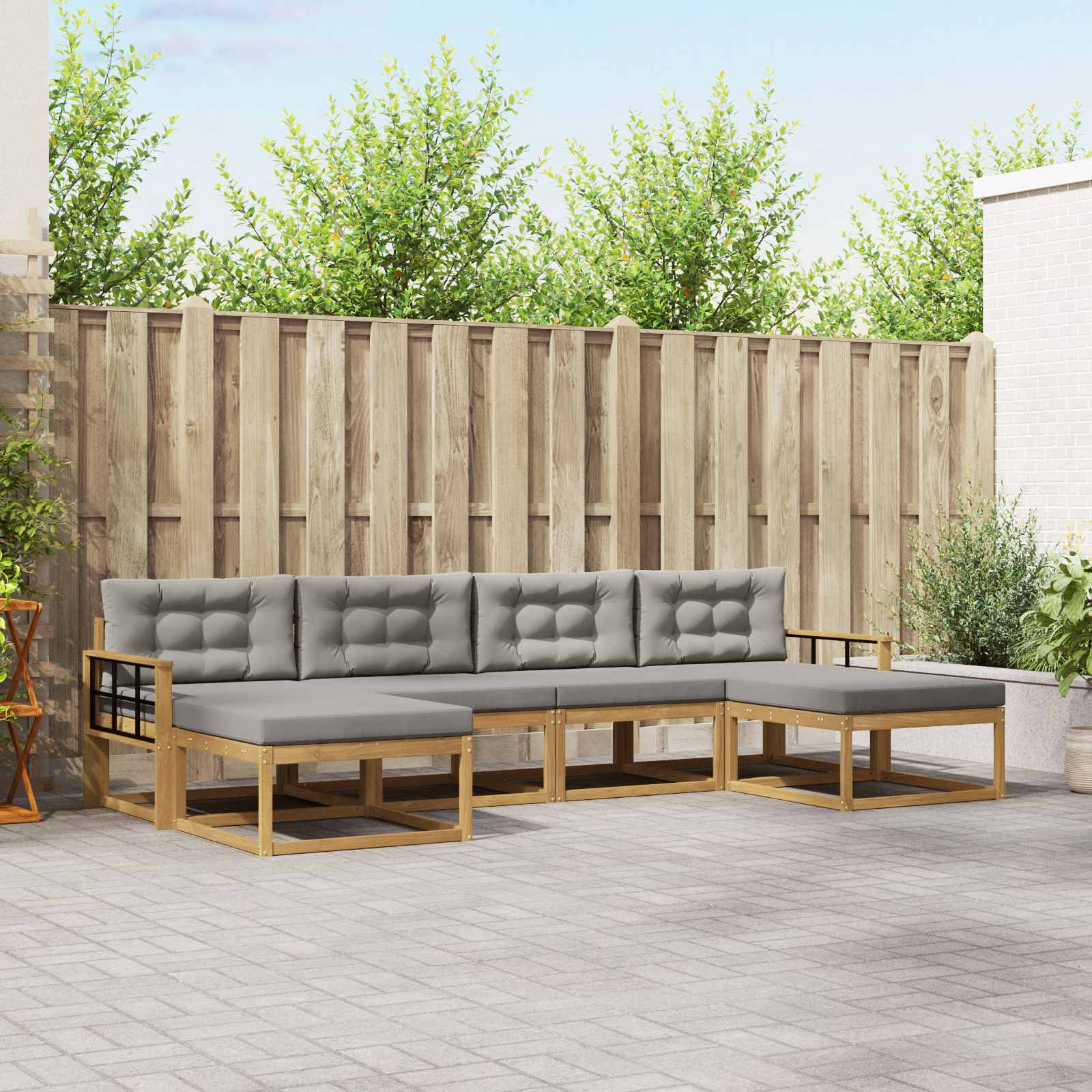 Outdoor-Sofagarnitur 6 stk. Weiß und Hellgrau
