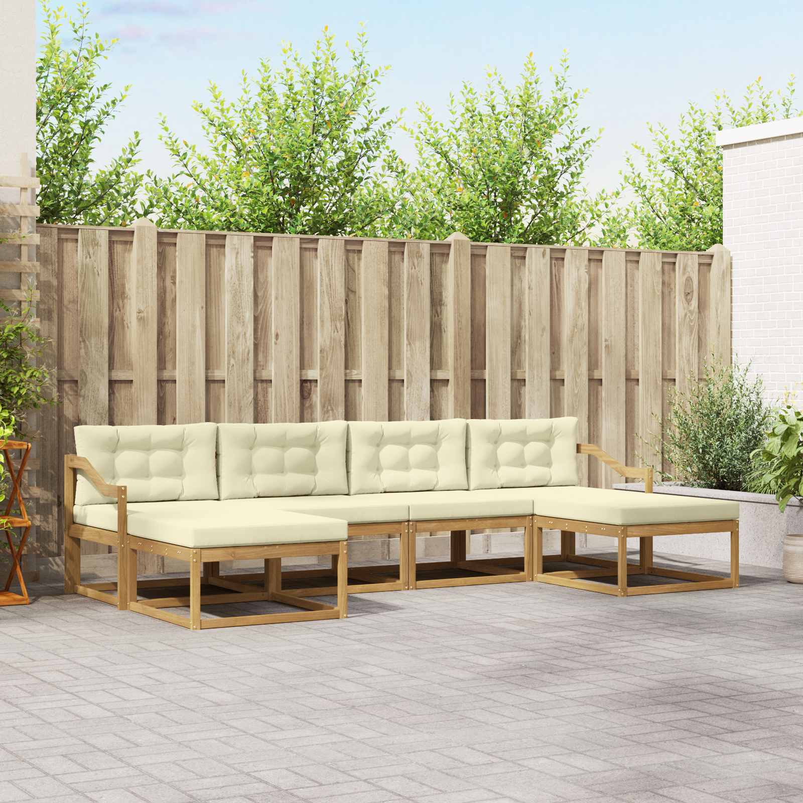 Outdoor-Sofagarnitur 6 stk. Weiß und Creme