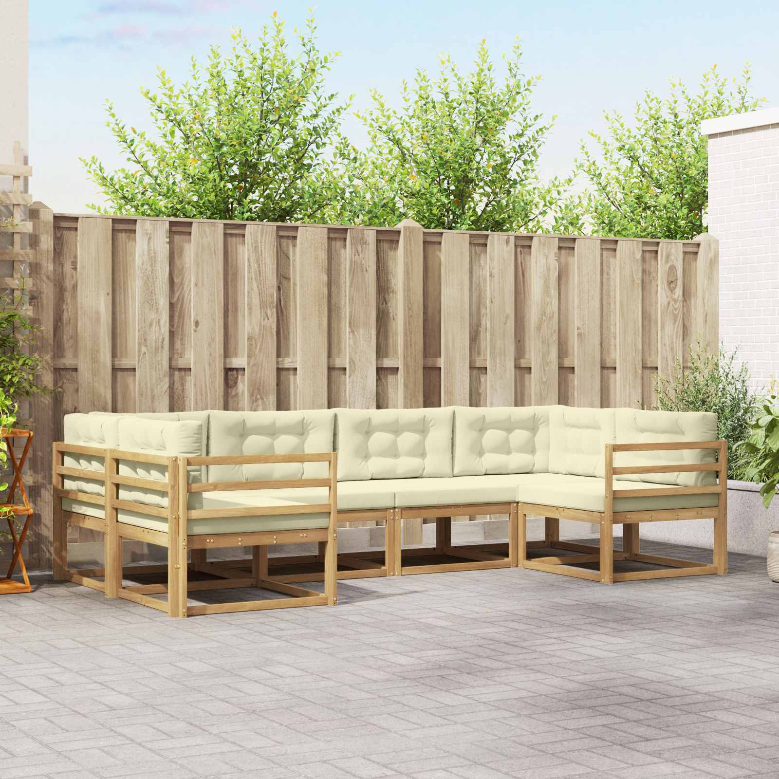 Outdoor-Sofagarnitur 6 stk. Weiß und Creme