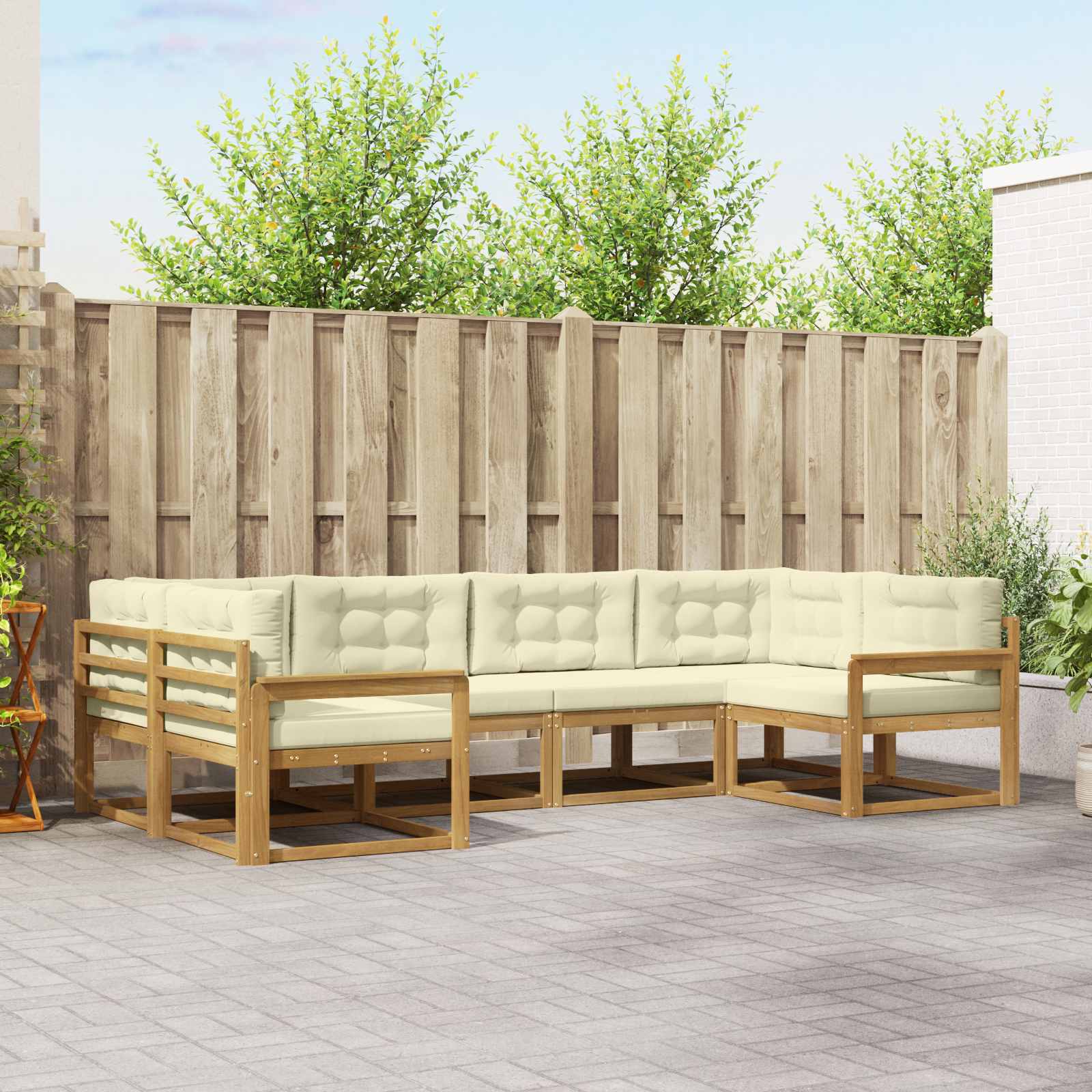 Outdoor-Sofagarnitur 6 stk. Weiß und Creme