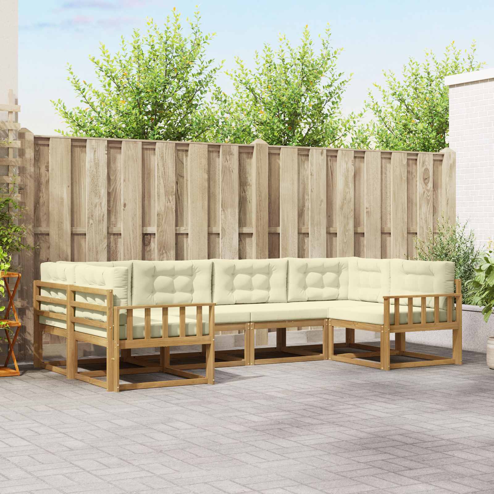 Outdoor-Sofagarnitur 6 stk. Weiß und Creme