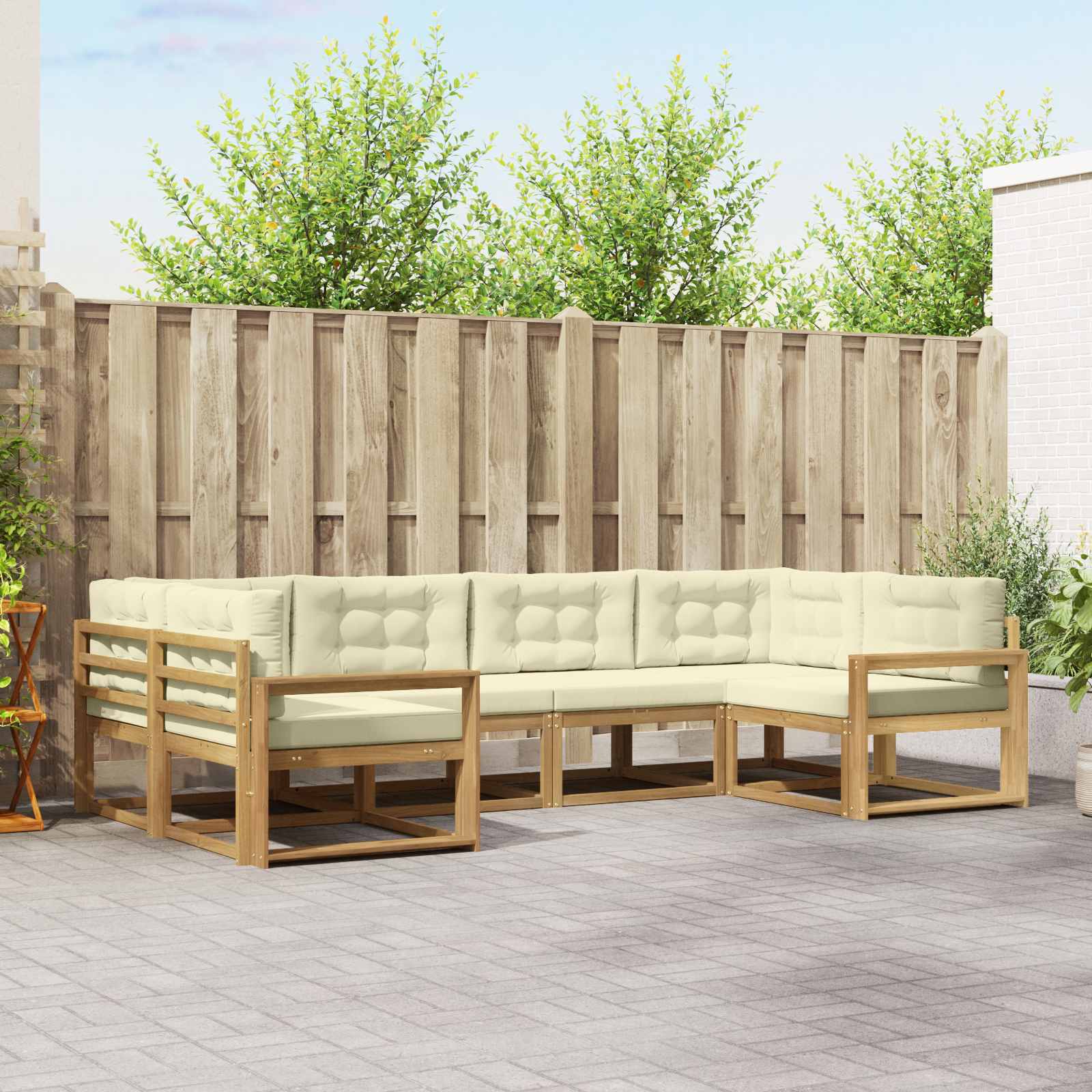 Outdoor-Sofagarnitur 6 stk. Weiß und Creme