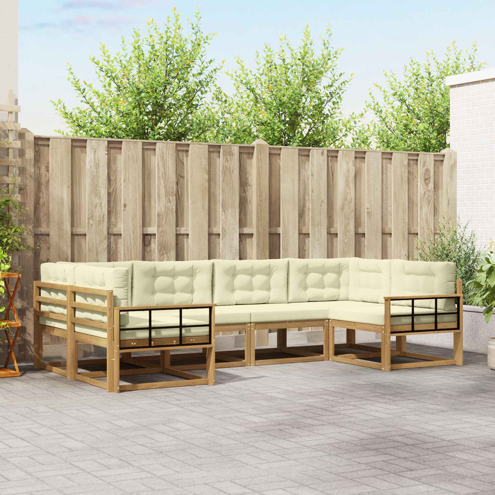 Outdoor-Sofagarnitur 6 stk. Weiß und Creme