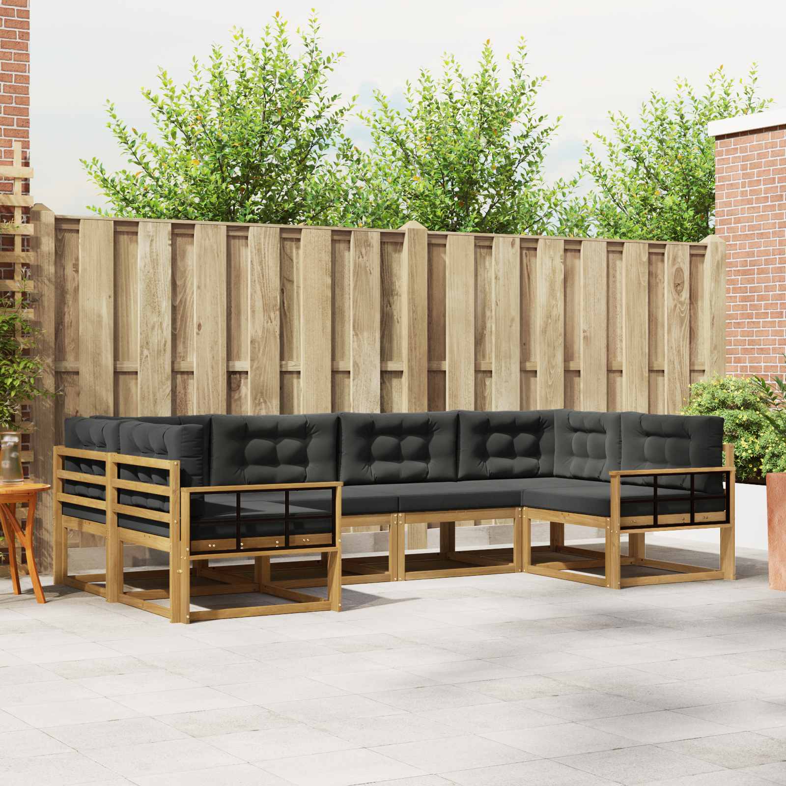 Outdoor-Sofagarnitur 6 stk. Weiß und Anthrazit