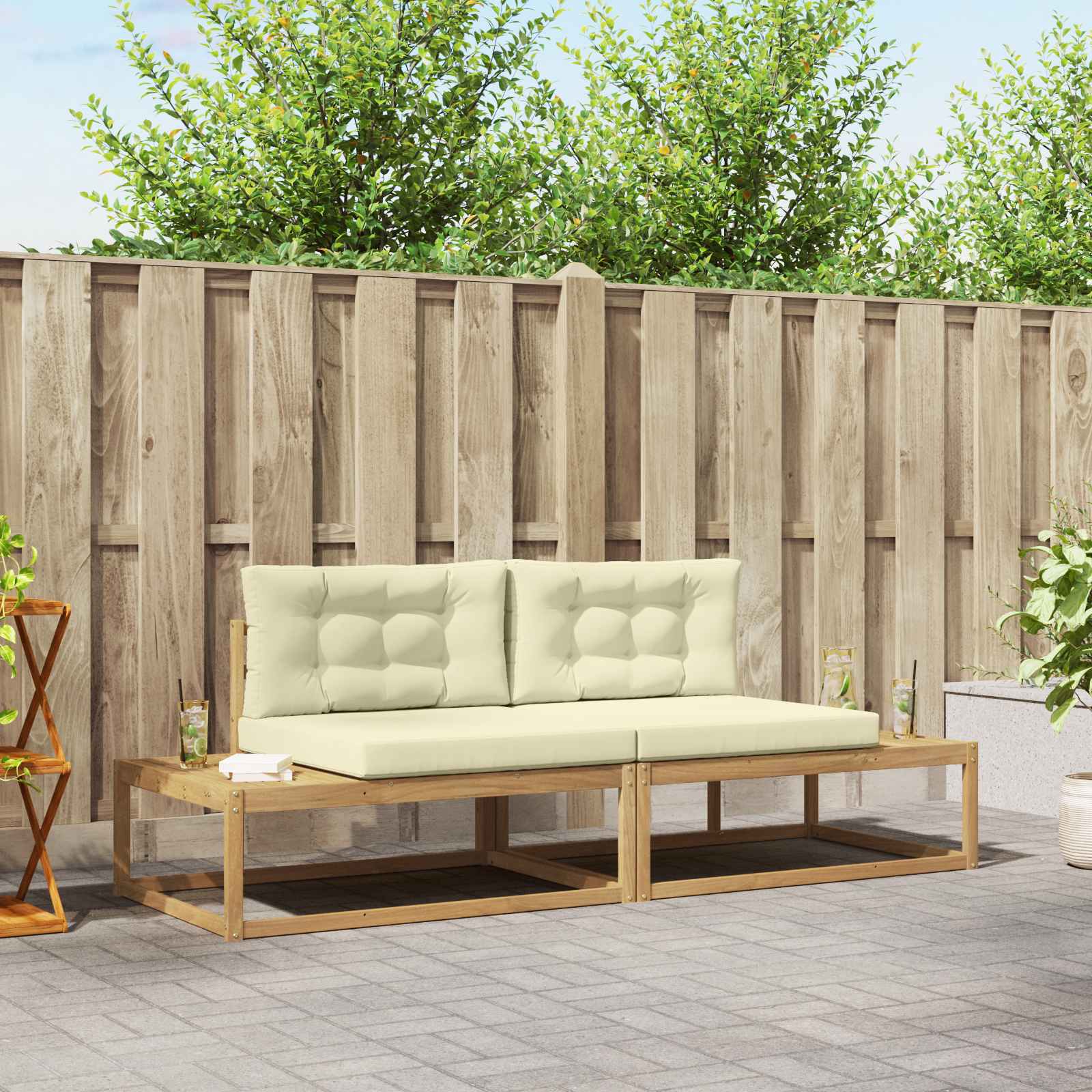 Outdoor-Sofagarnitur Polyester Weiß