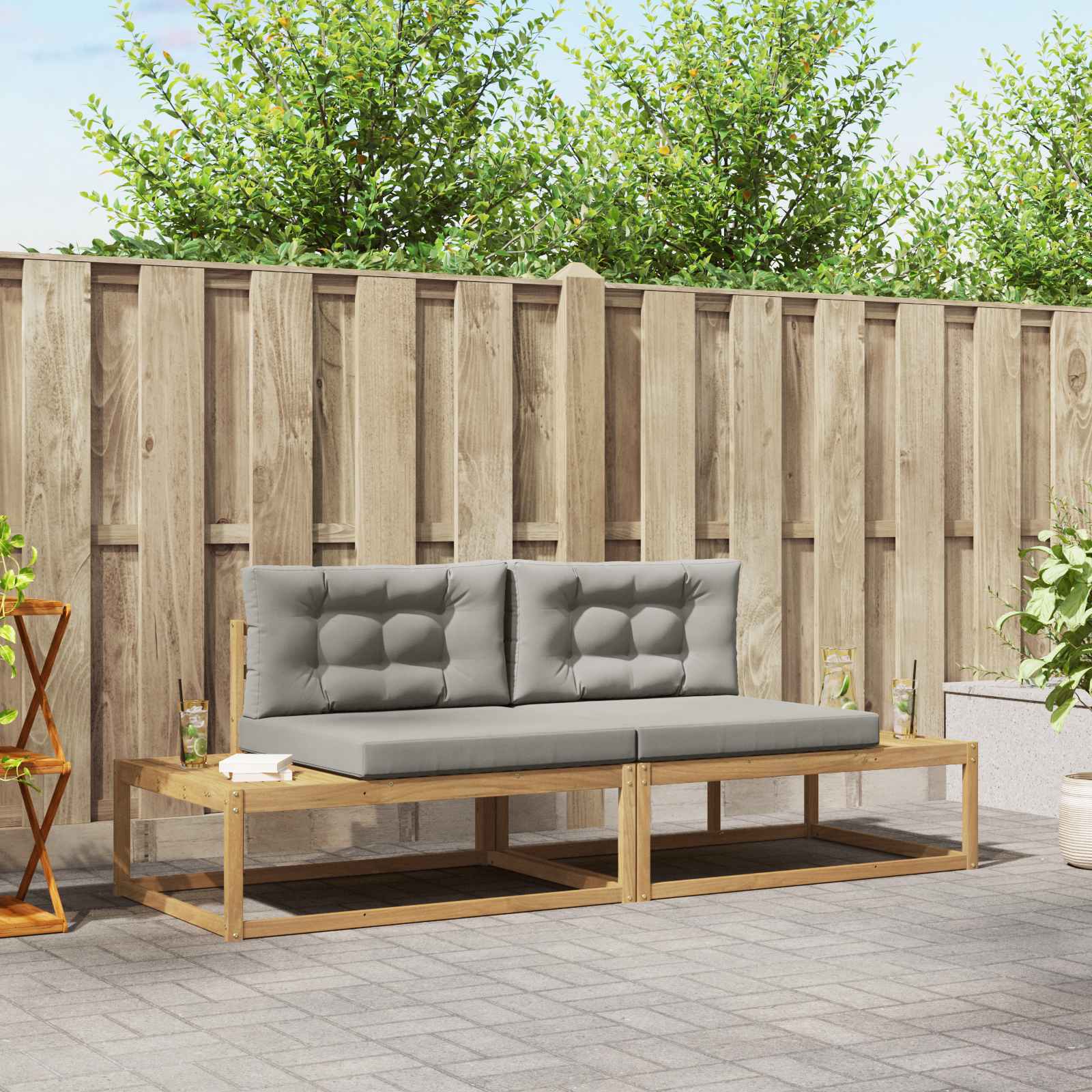 Outdoor-Sofagarnitur Polyester Weiß