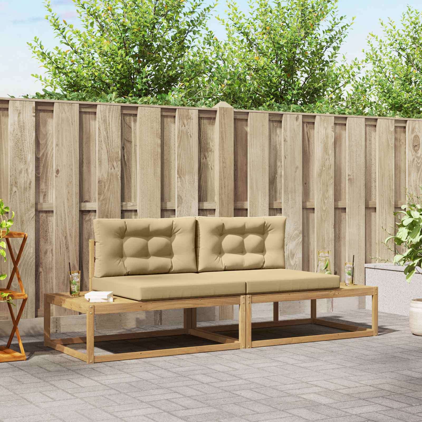 Outdoor-Sofagarnitur Polyester Weiß
