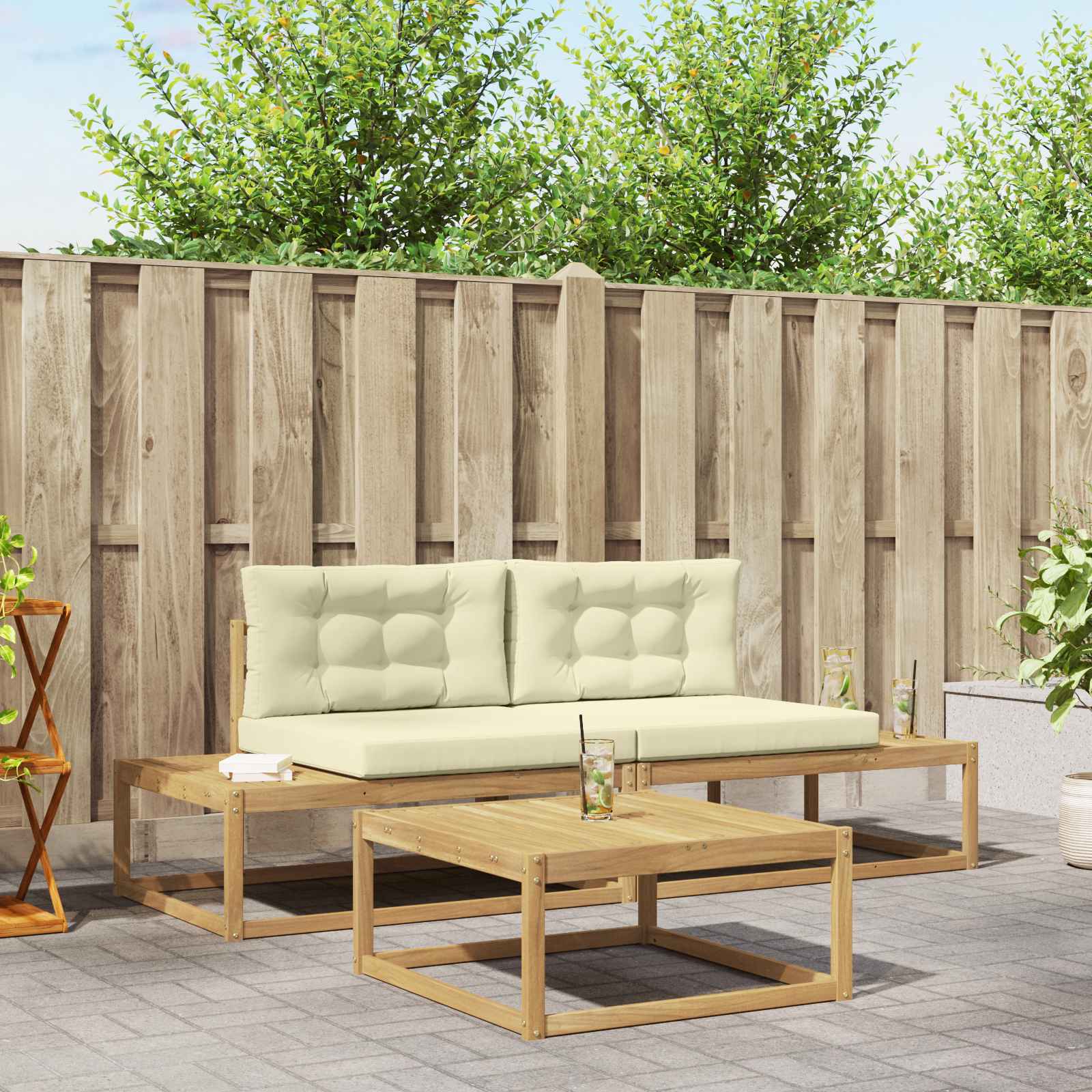 Outdoor-Sofagarnitur Polyester Weiß
