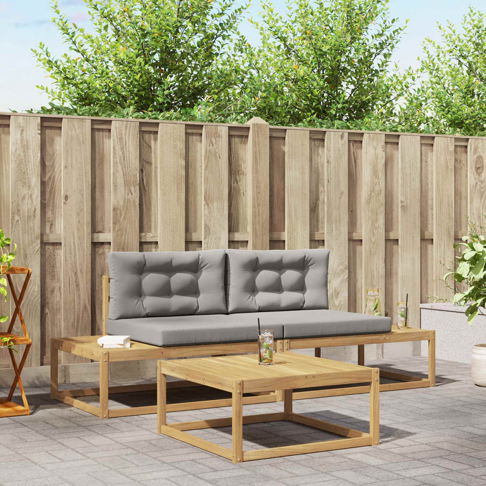 Outdoor-Sofagarnitur Polyester Weiß