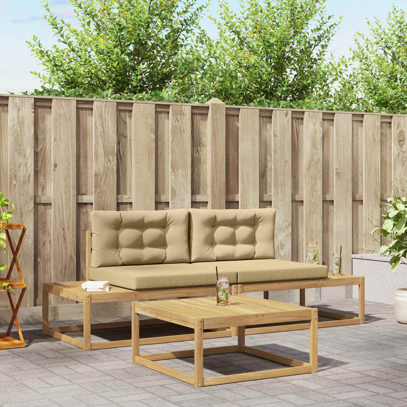 Outdoor-Sofagarnitur Polyester Weiß