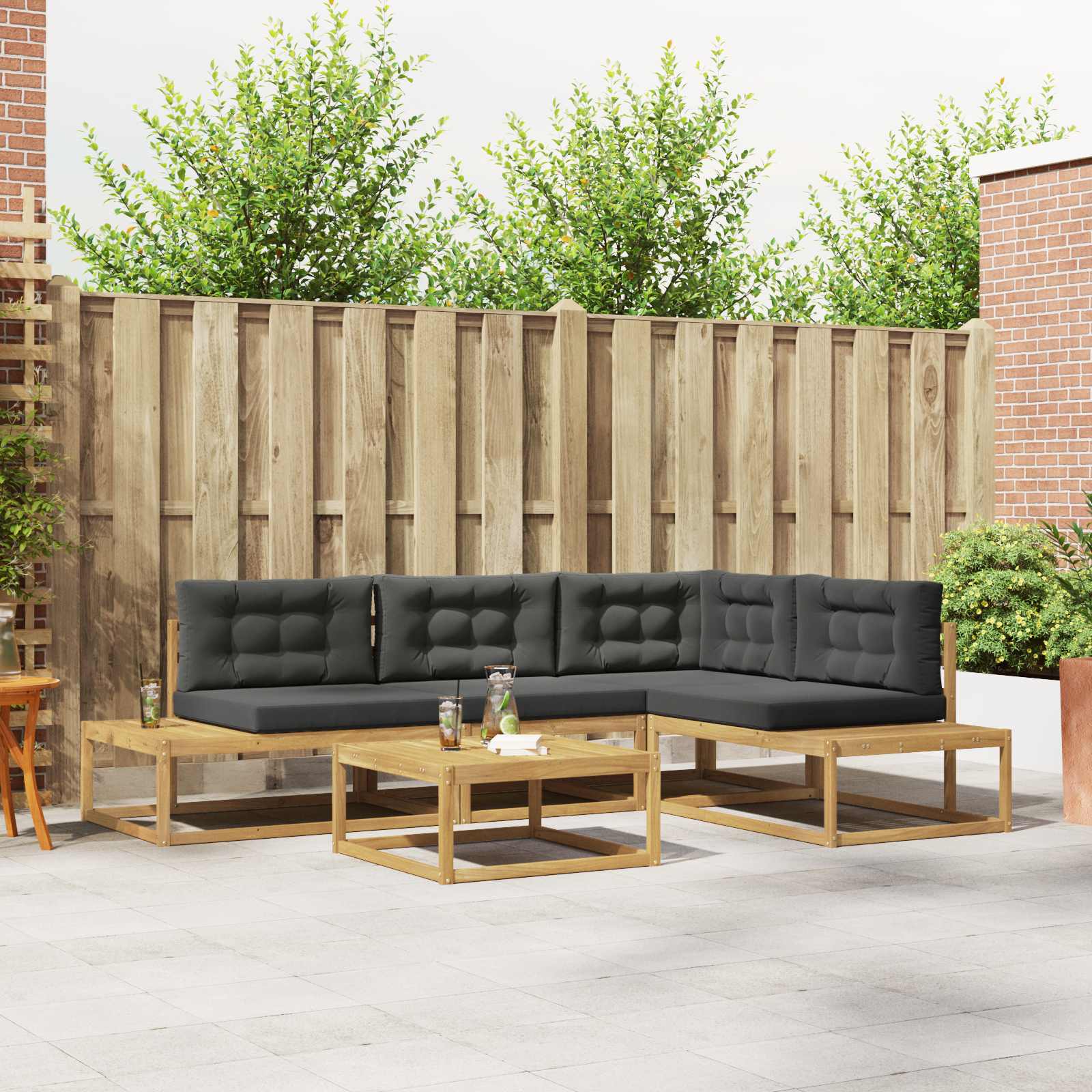 Outdoor-Sofagarnitur 5 stk. Weiß Polyester