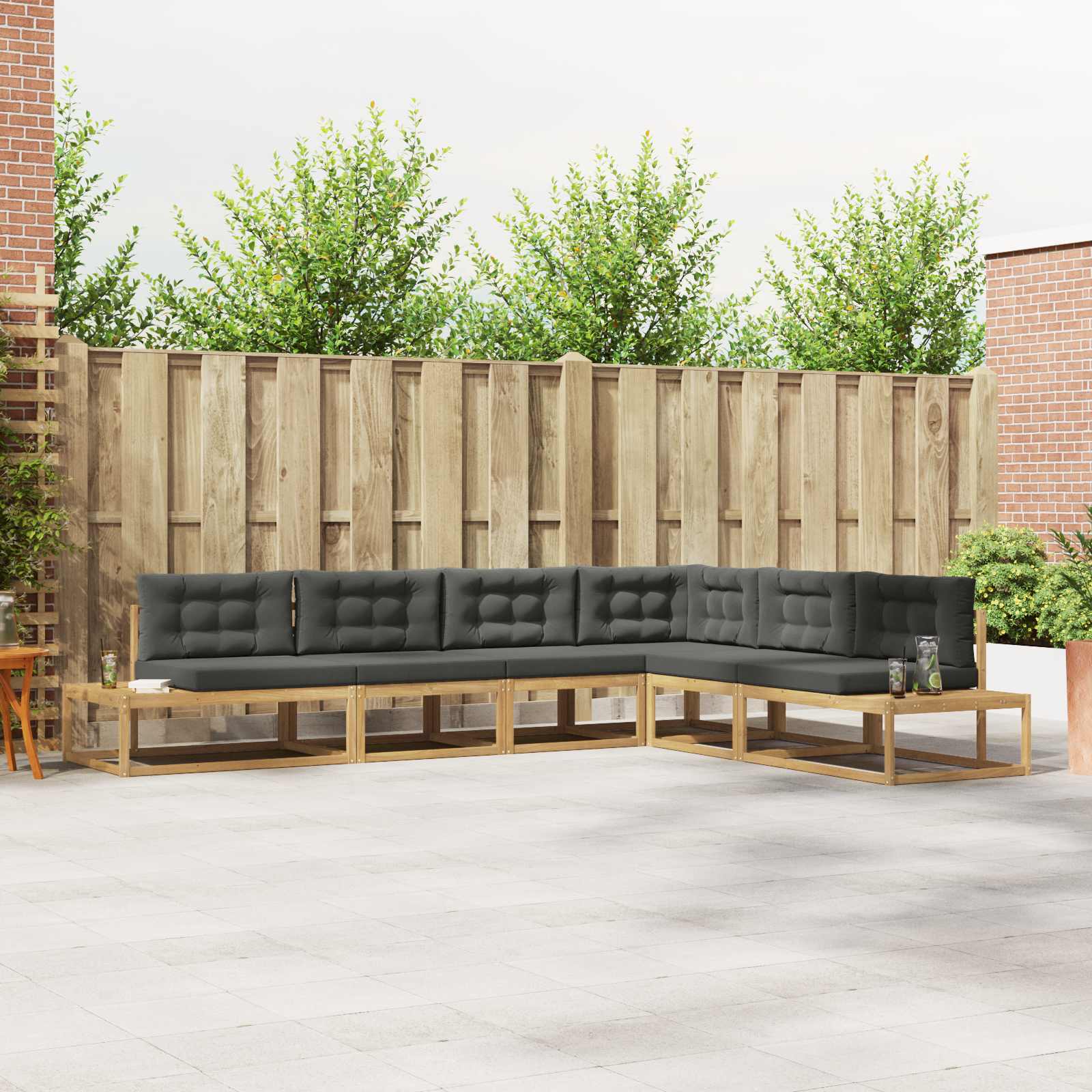 Outdoor-Sofagarnitur 6 stk. Weiß und Anthrazit Polyester