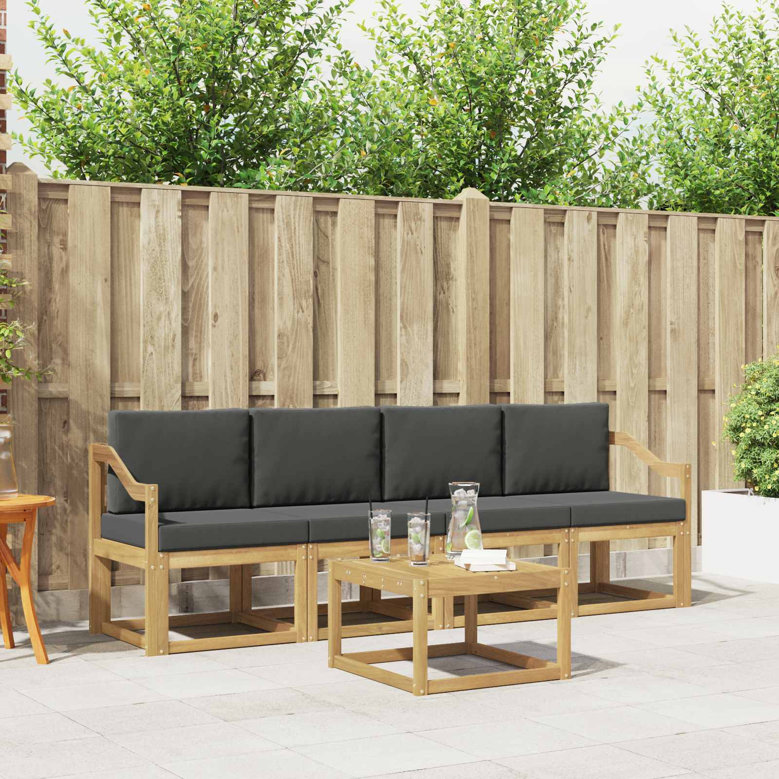 Outdoor-Sofagarnitur 5 stk. Weiß und Anthrazit