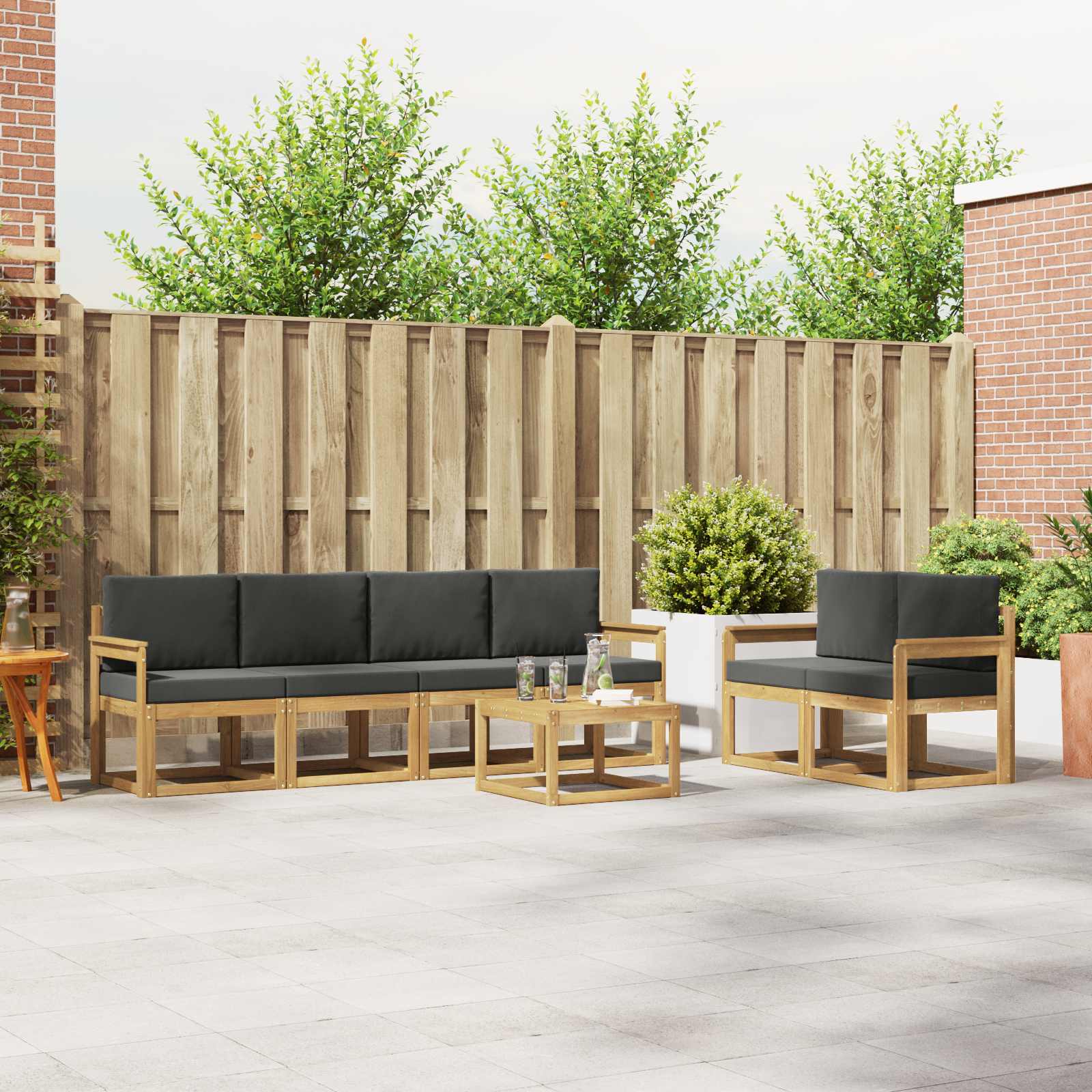 Outdoor-Sofagarnitur 7 stk. Weiß und Anthrazit