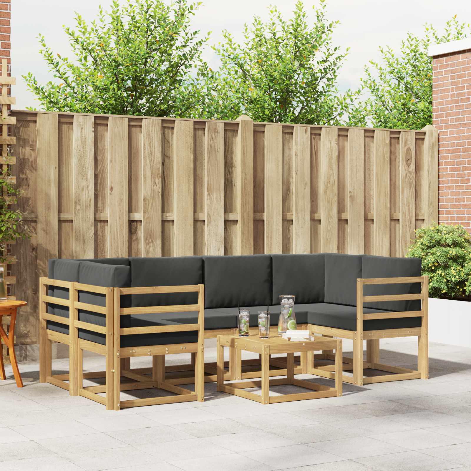 Outdoor-Sofagarnitur 7 stk. Weiß und Anthrazit