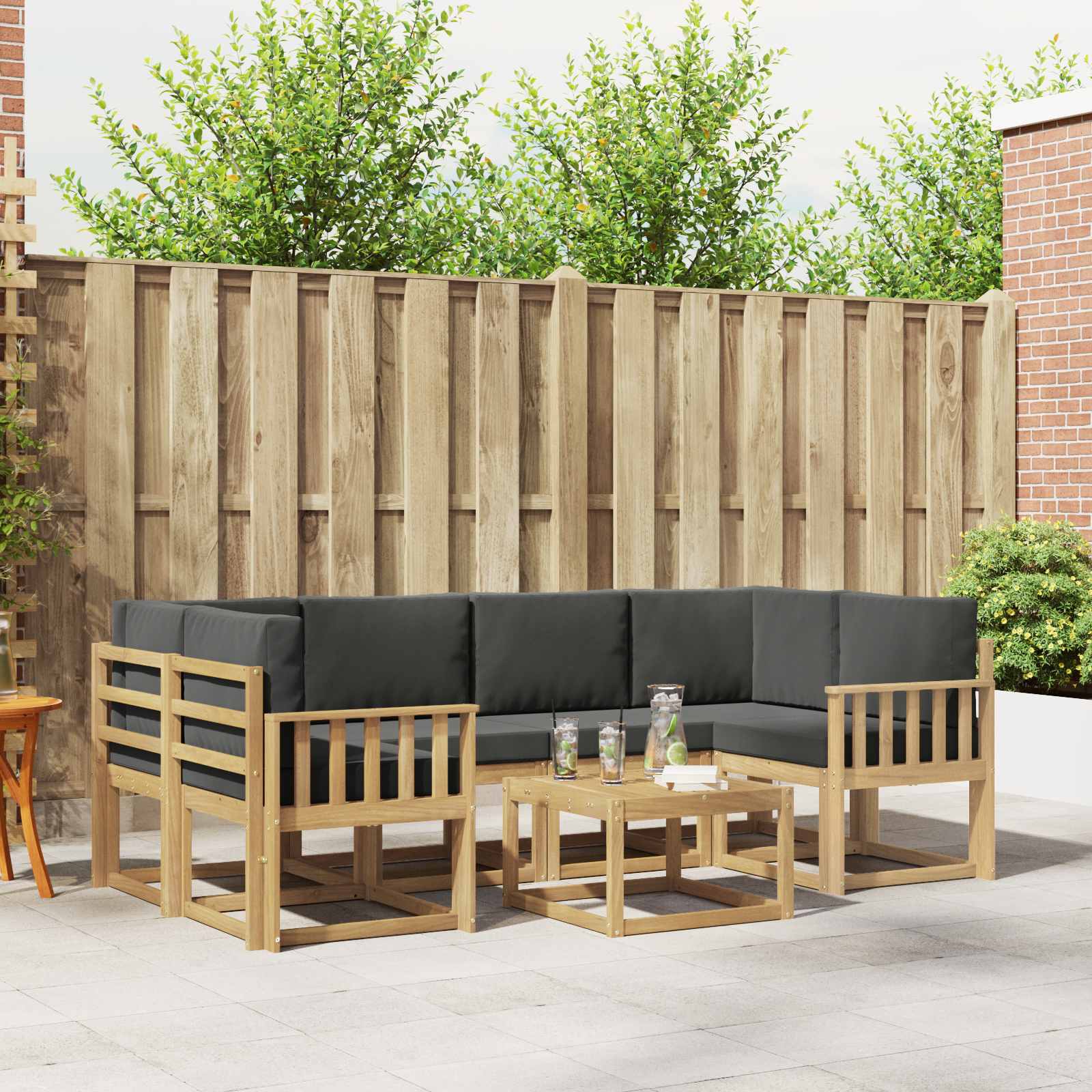 Outdoor-Sofagarnitur 7 stk. Weiß und Anthrazit