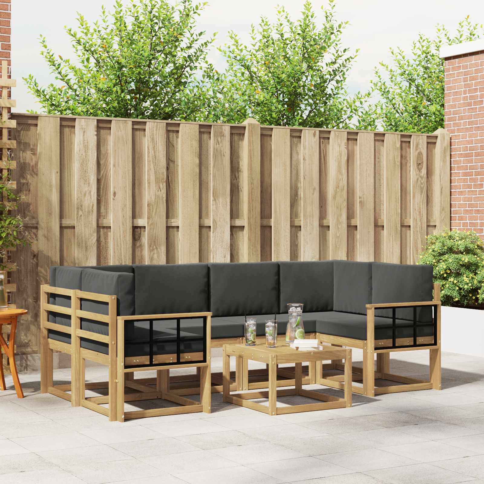 Outdoor-Sofagarnitur 7 stk. Weiß und Anthrazit
