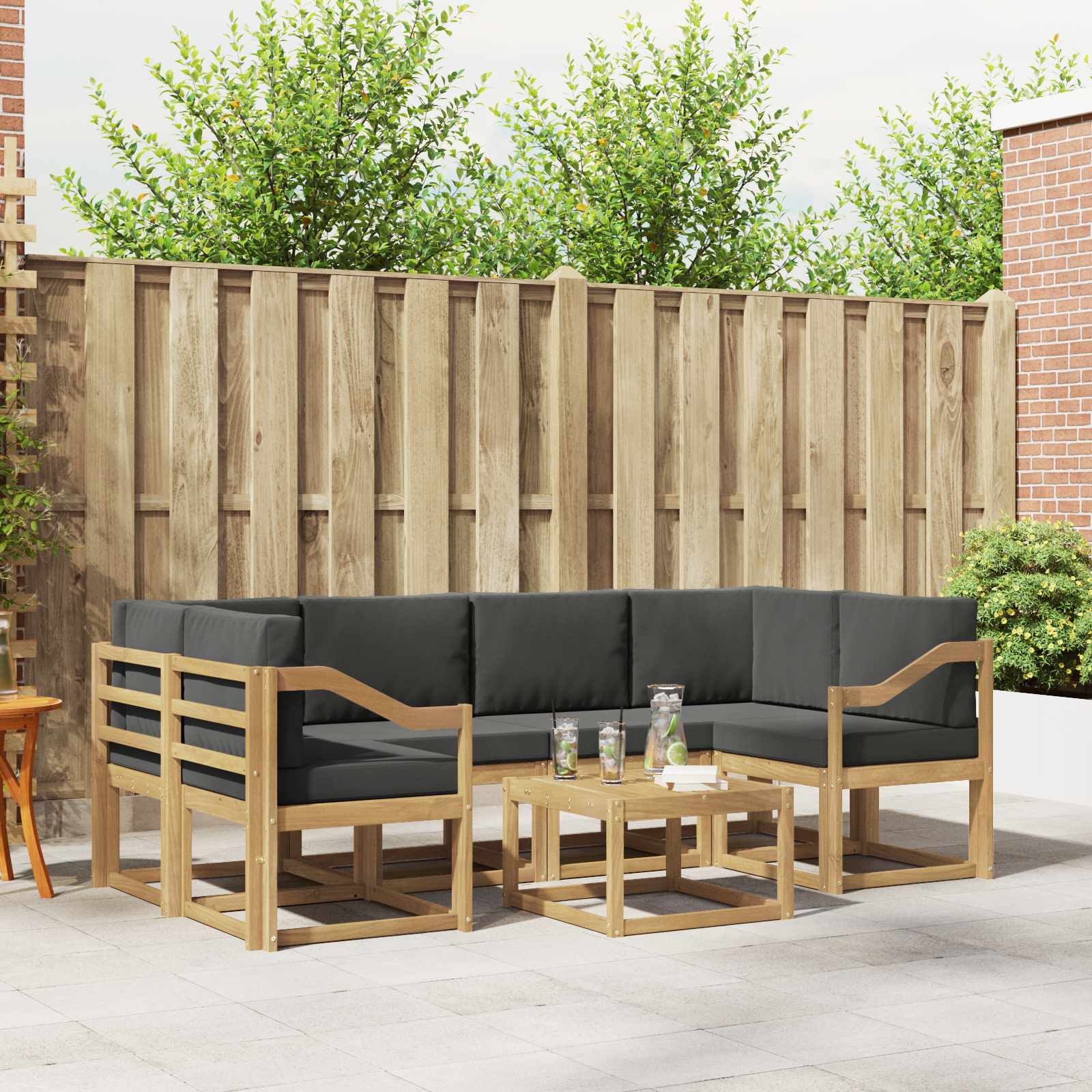 Outdoor-Sofagarnitur 7 stk. Weiß und Anthrazit