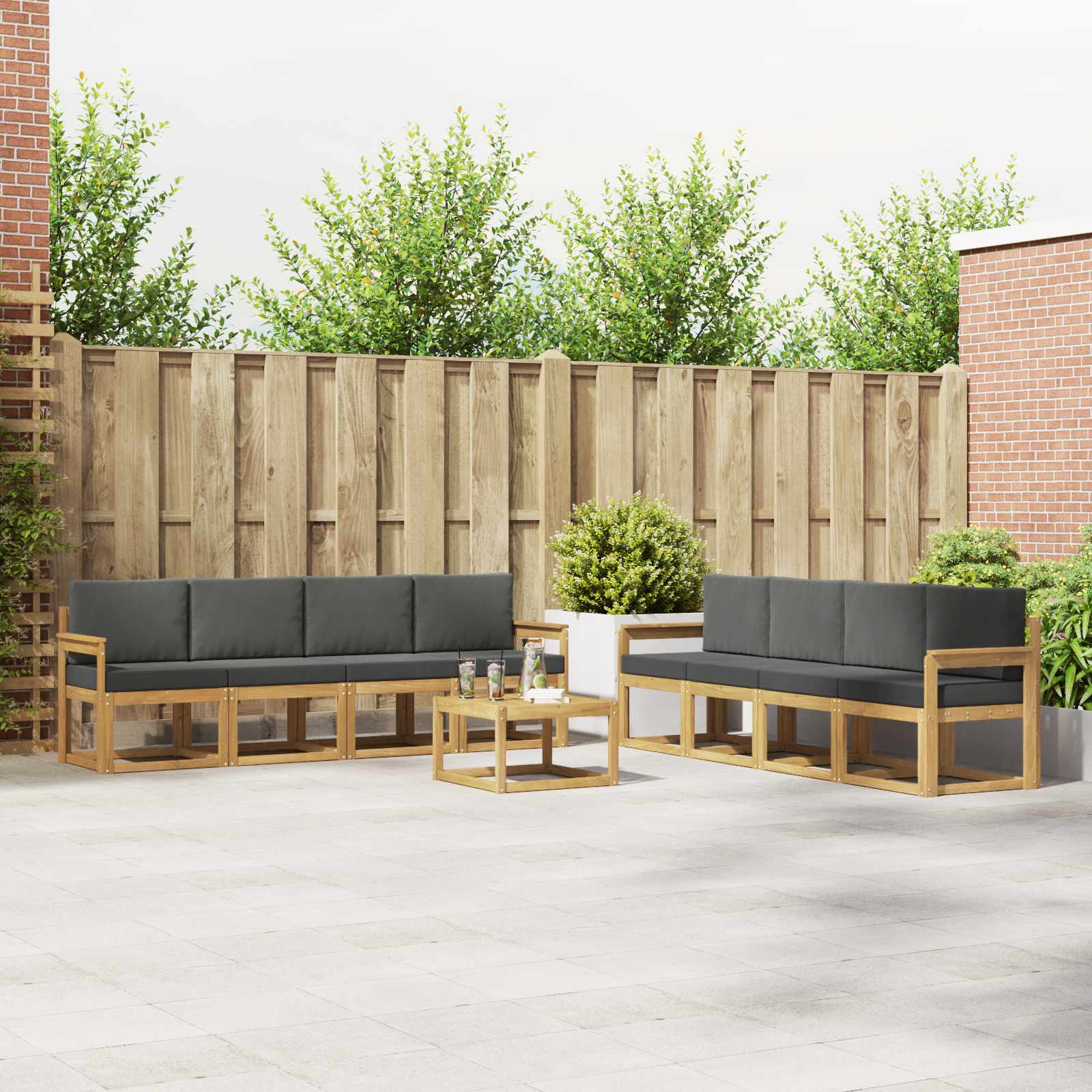 Outdoor-Sofagarnitur 9 stk. Weiß und Anthrazit