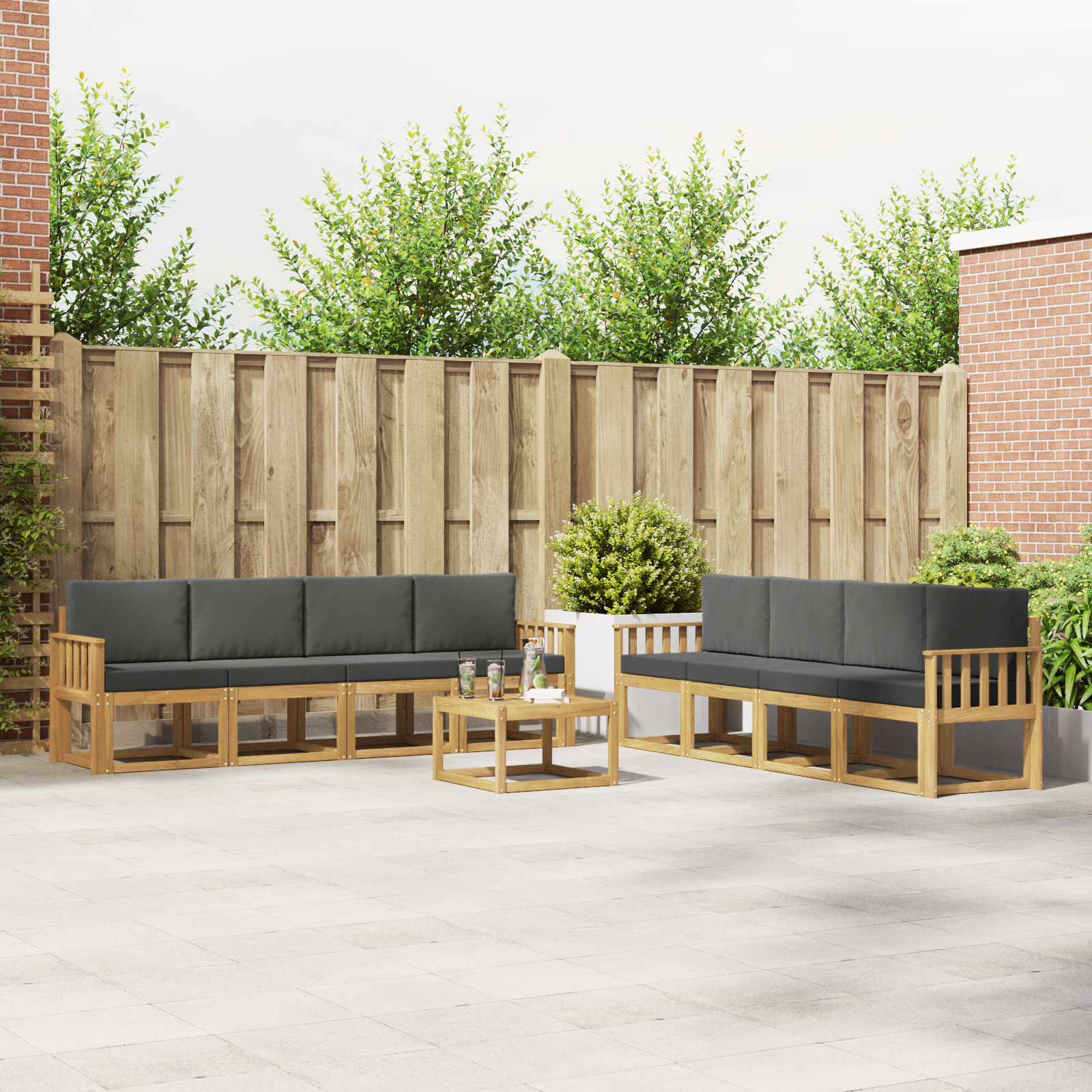 Outdoor-Sofagarnitur 9 stk. Weiß und Anthrazit
