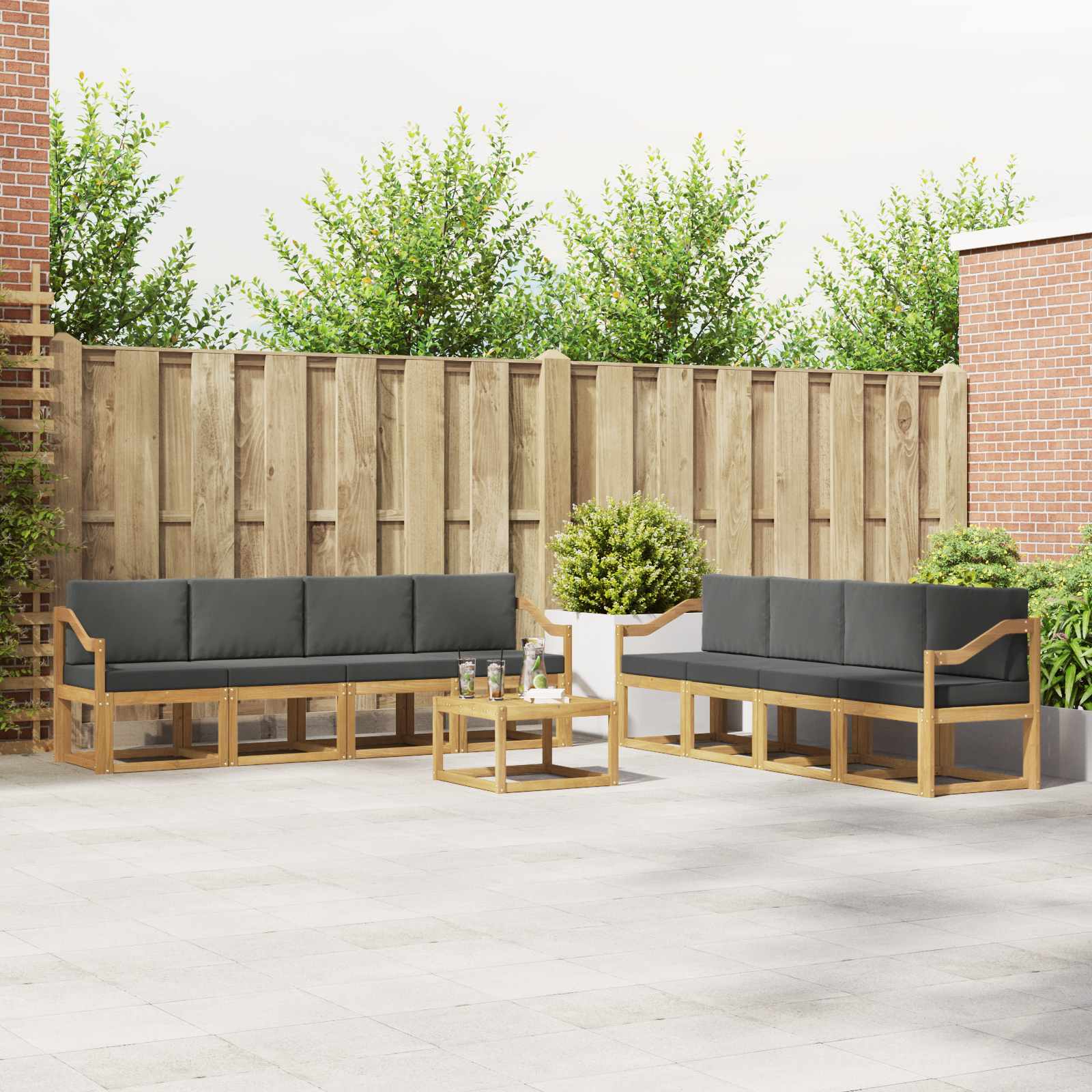 Outdoor-Sofagarnitur 9 stk. Weiß und Anthrazit