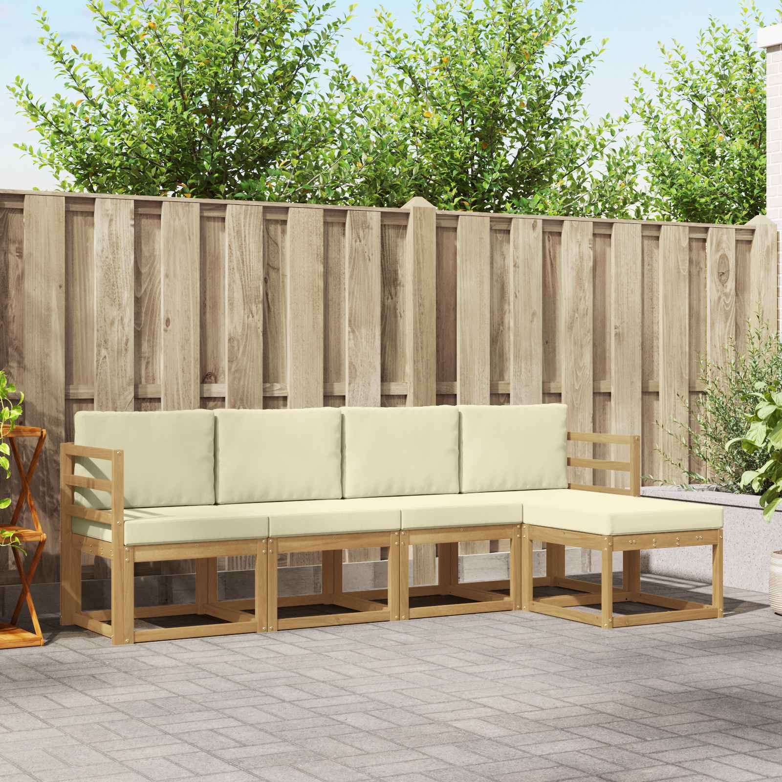Outdoor-Sofagarnitur 5 stk. Weiß und Creme