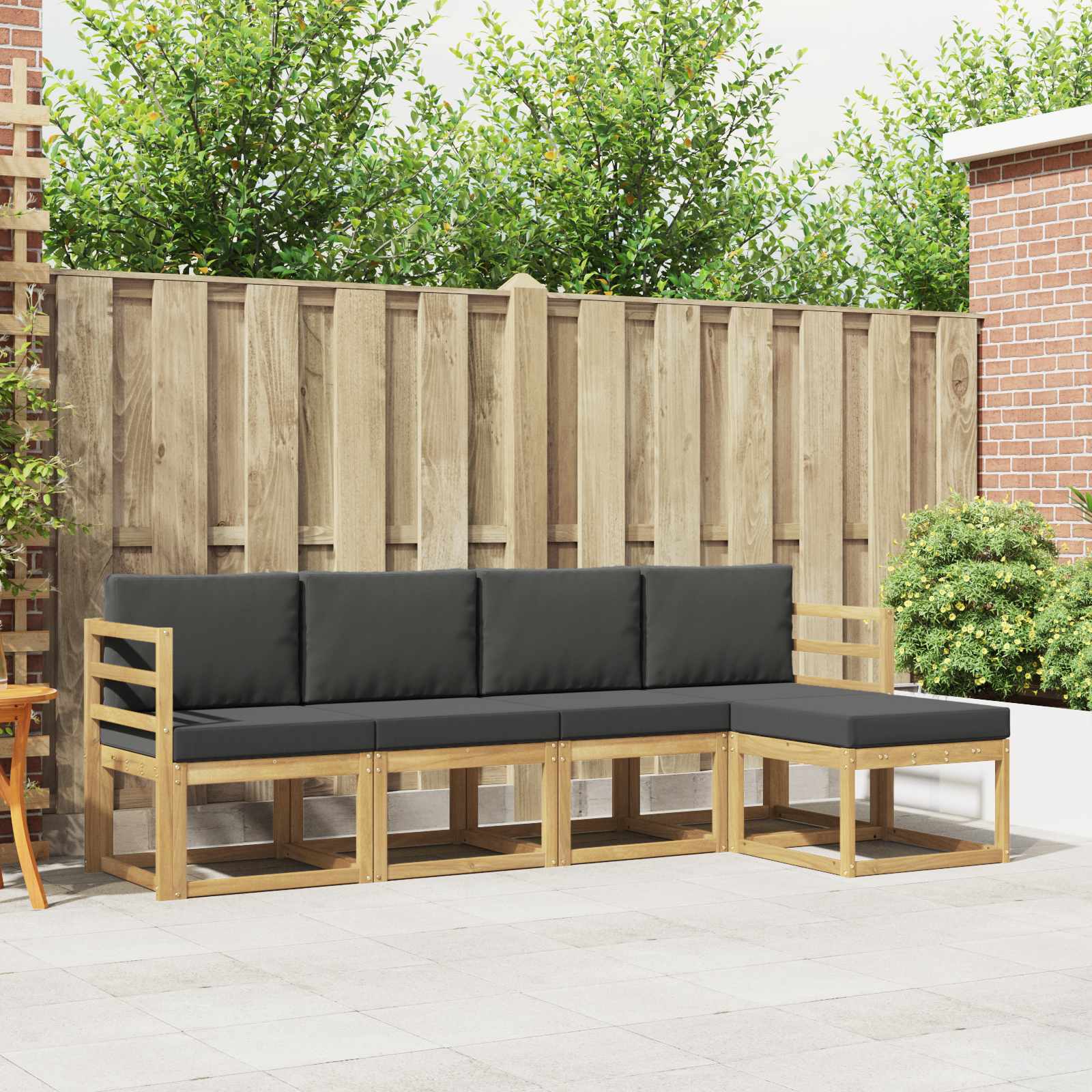 Outdoor-Sofagarnitur 5 stk. Weiß und Anthrazit