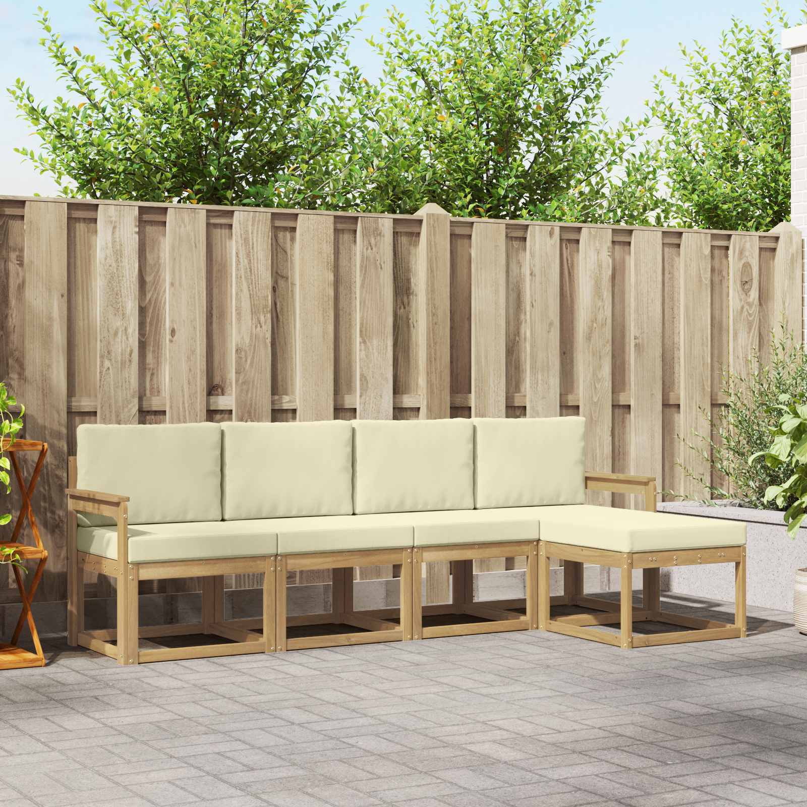 Outdoor-Sofagarnitur 5 stk. Weiß und Creme