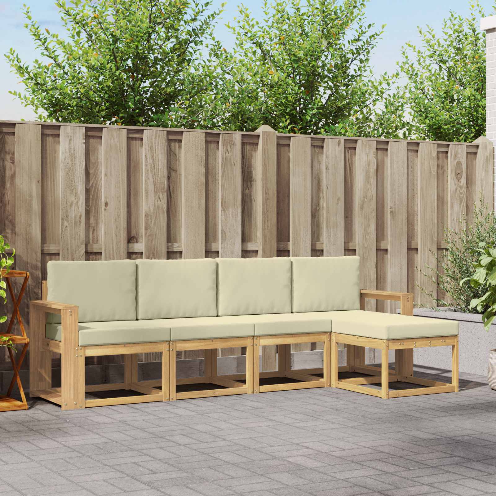Outdoor-Sofagarnitur 5 stk. Weiß und Creme