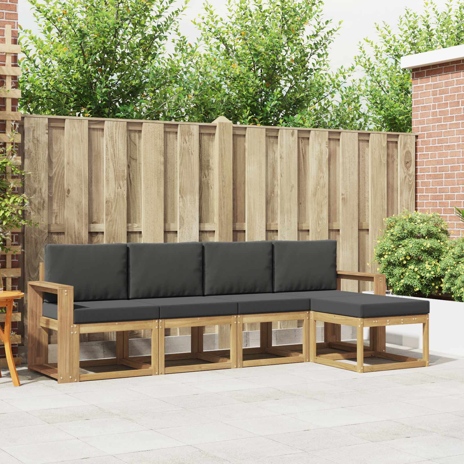 Outdoor-Sofagarnitur 5 stk. Weiß und Anthrazit