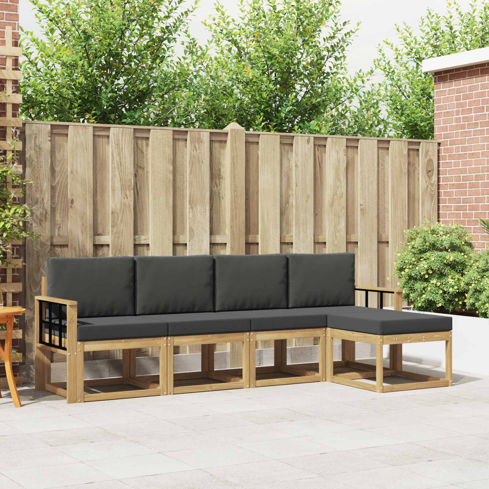 Outdoor-Sofagarnitur 5 stk. Weiß und Anthrazit